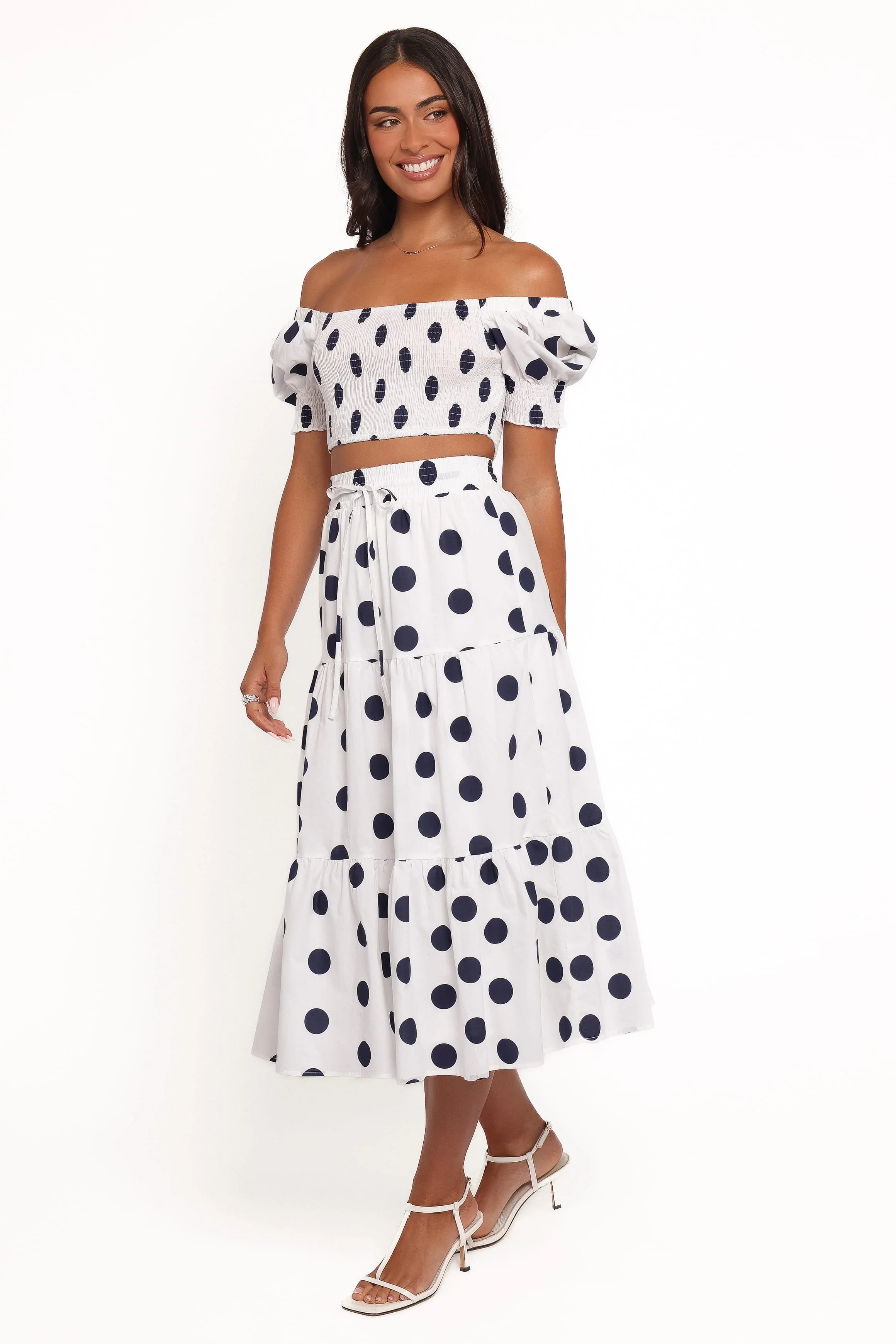Jenny Midi Skirt Set - Navy Polka Dot - Image 3