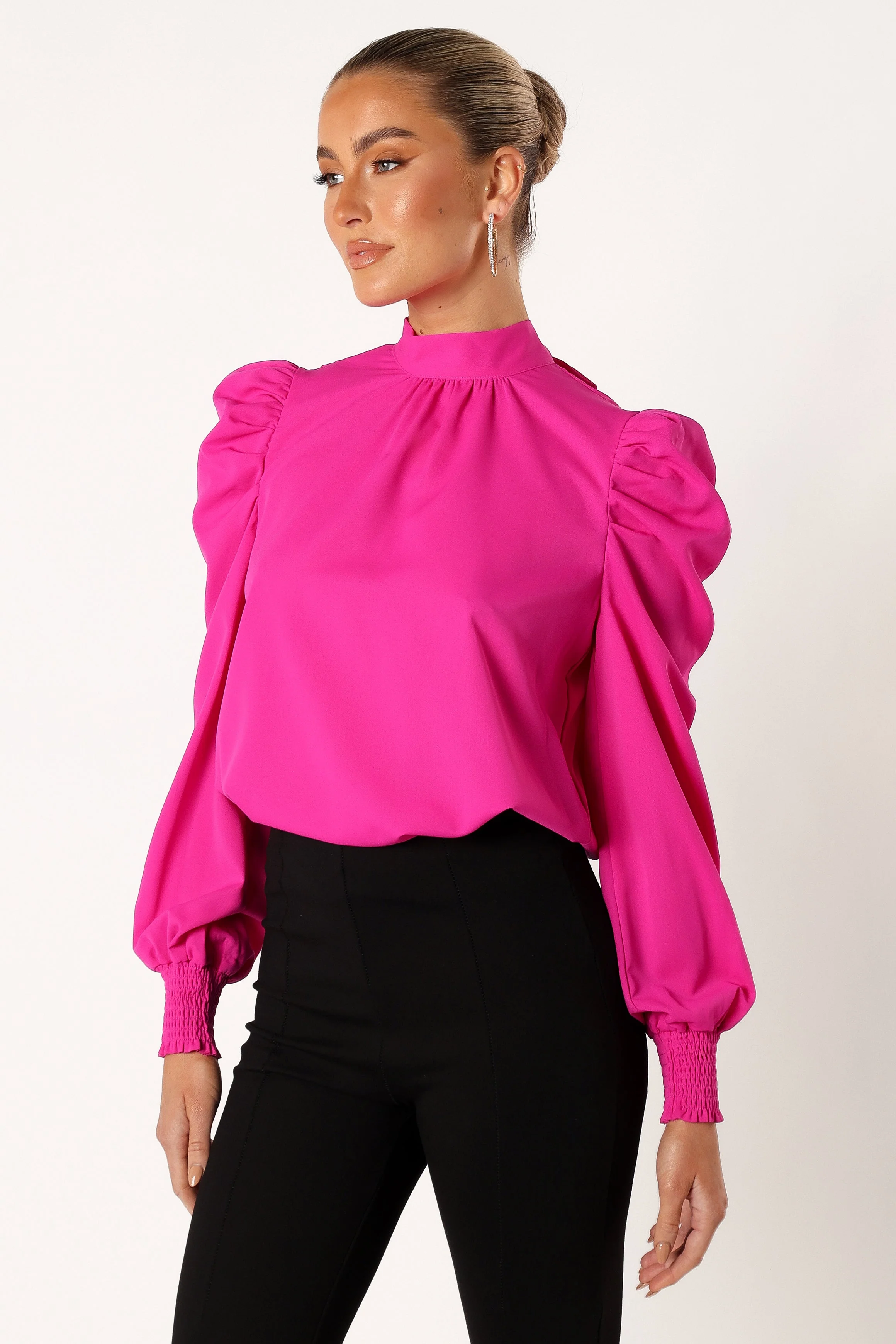 Jenny Puff Sleeve Blouse - Magenta - Image 2