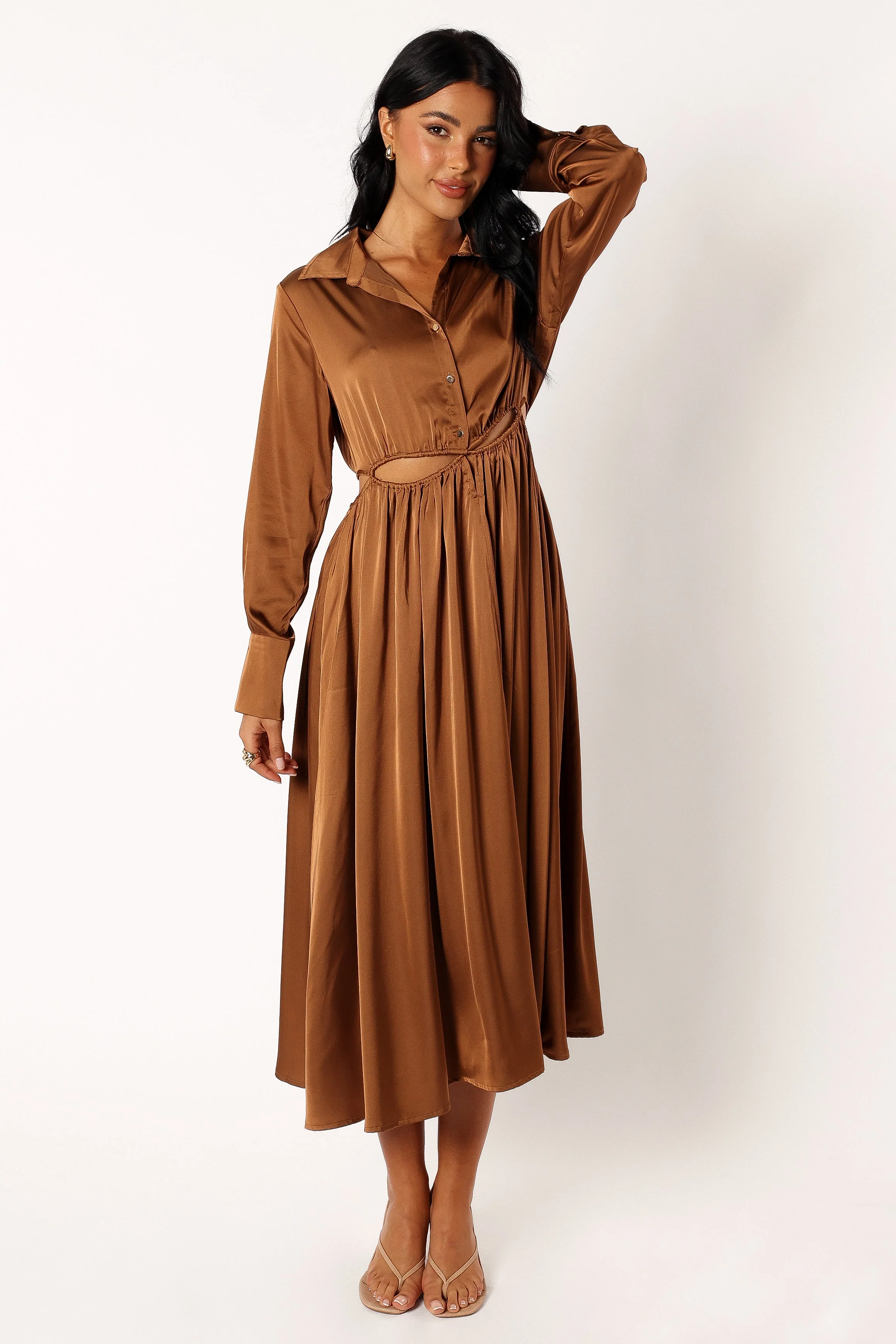 Jett Long Sleeve Midi Dress - Bronze - Image 7
