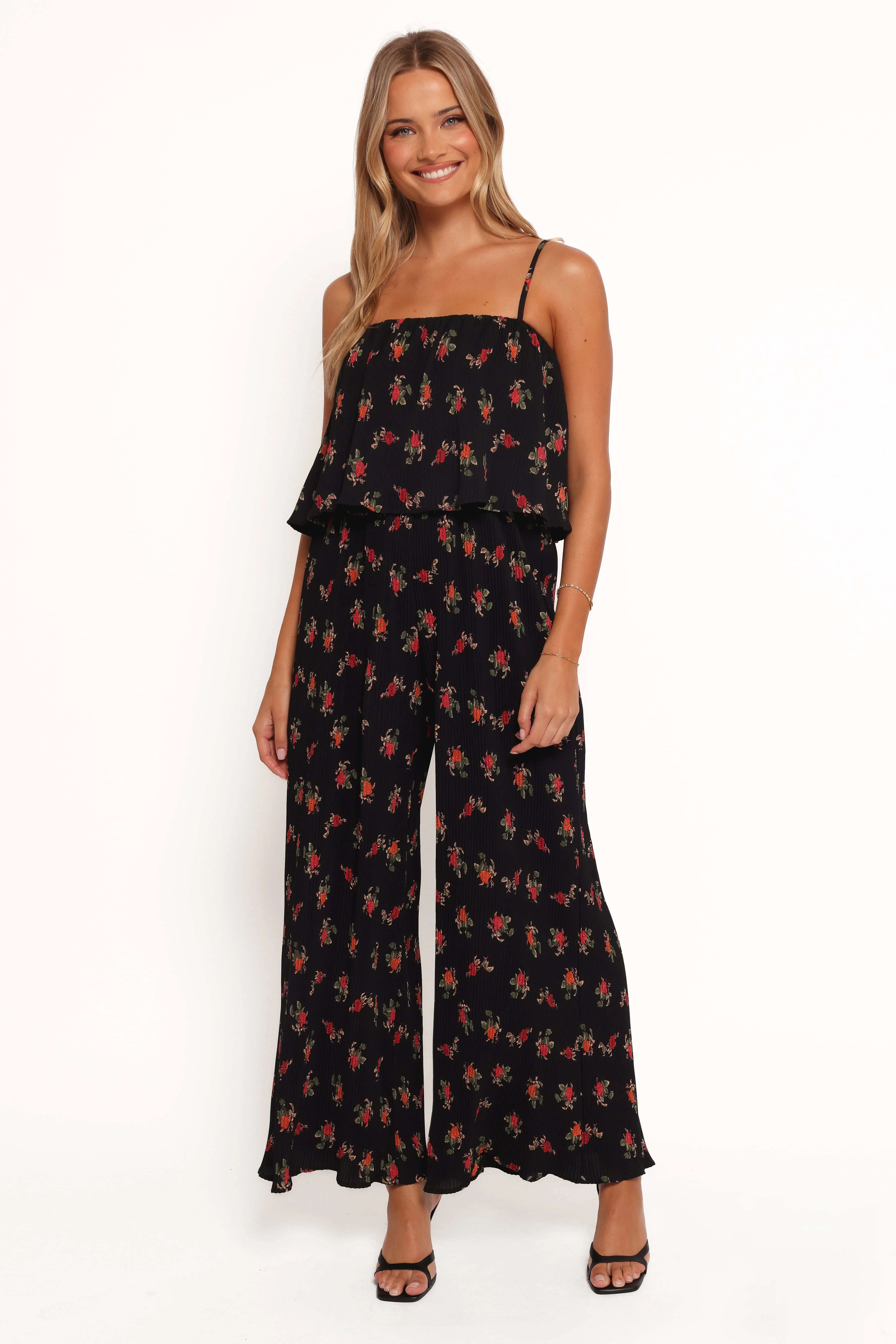 Jillian Plisse Jumpsuit - Black Rose - Image 3