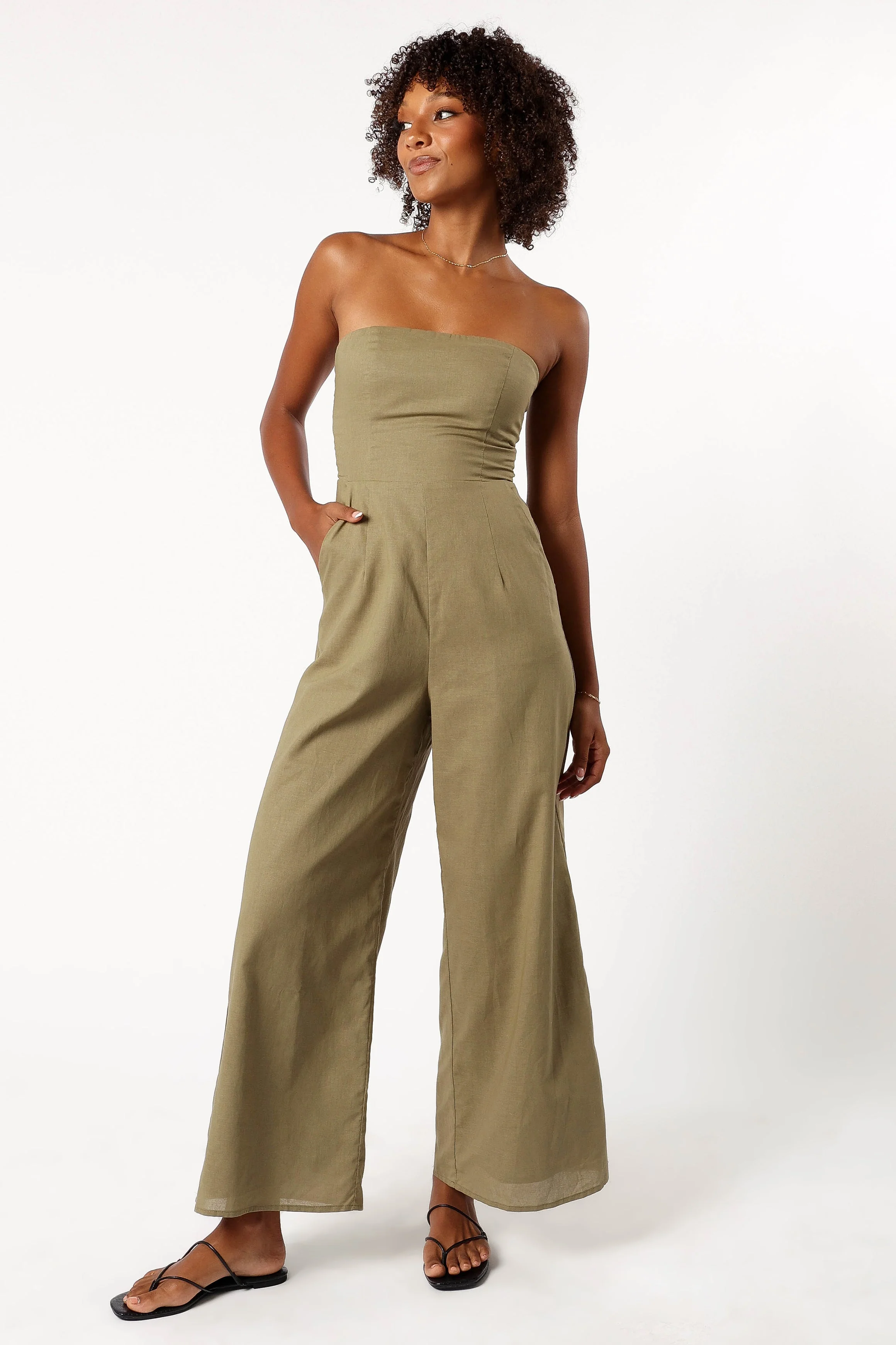 Jodie Strapless Jumpsuit - Olive - Image 2
