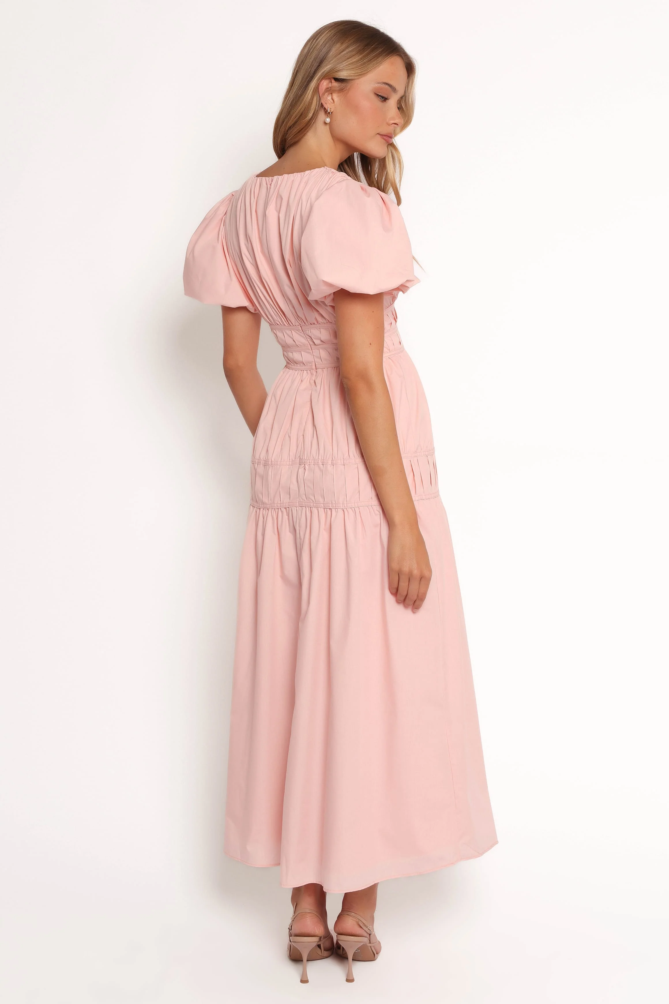 Joedy Puff Sleeve Midi Dress - Pale Pink - Image 5