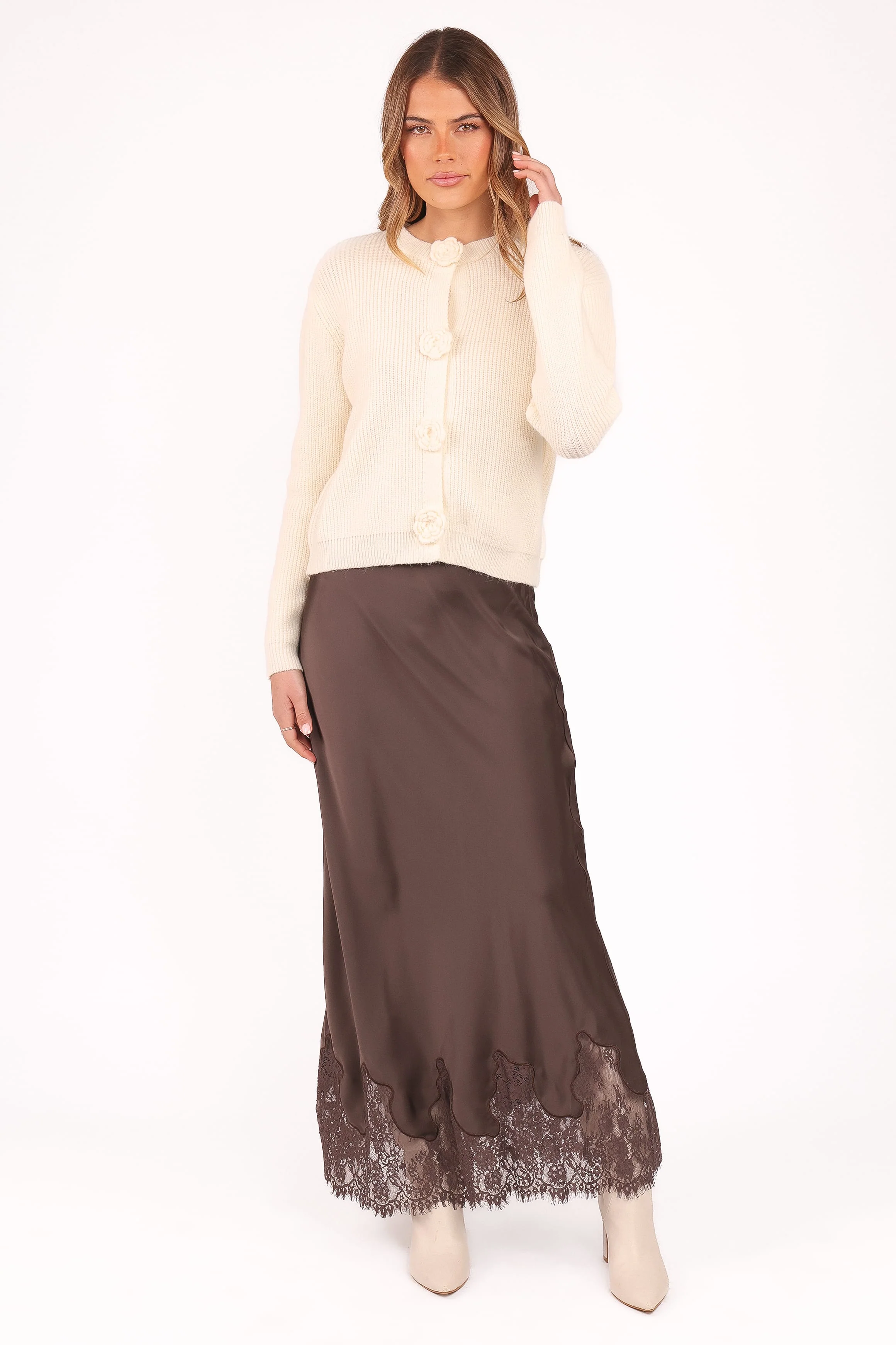 Jones Rosette Cardigan - Cream - Image 6