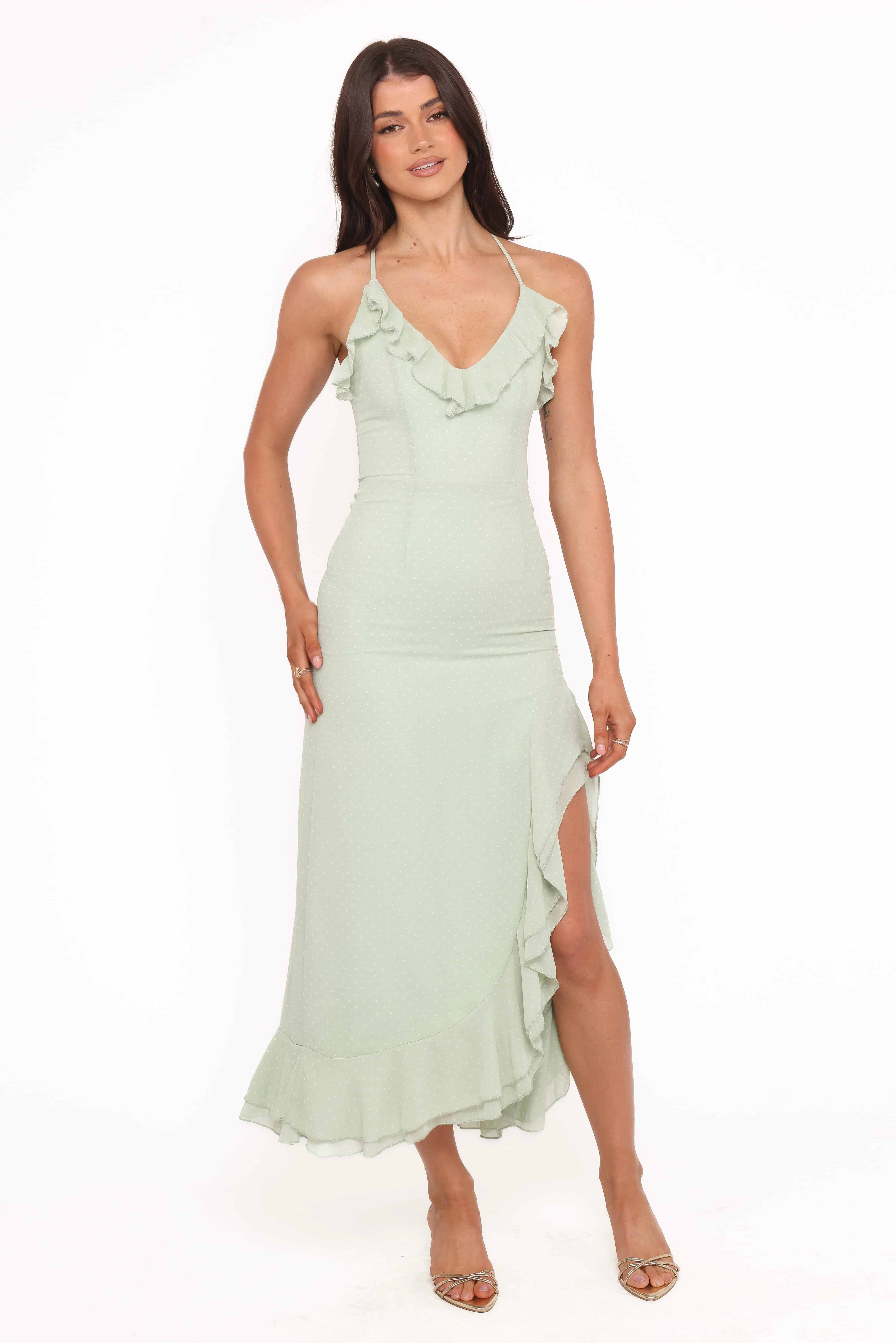 Judy Maxi Dress - Mint Polka Dot - Image 2