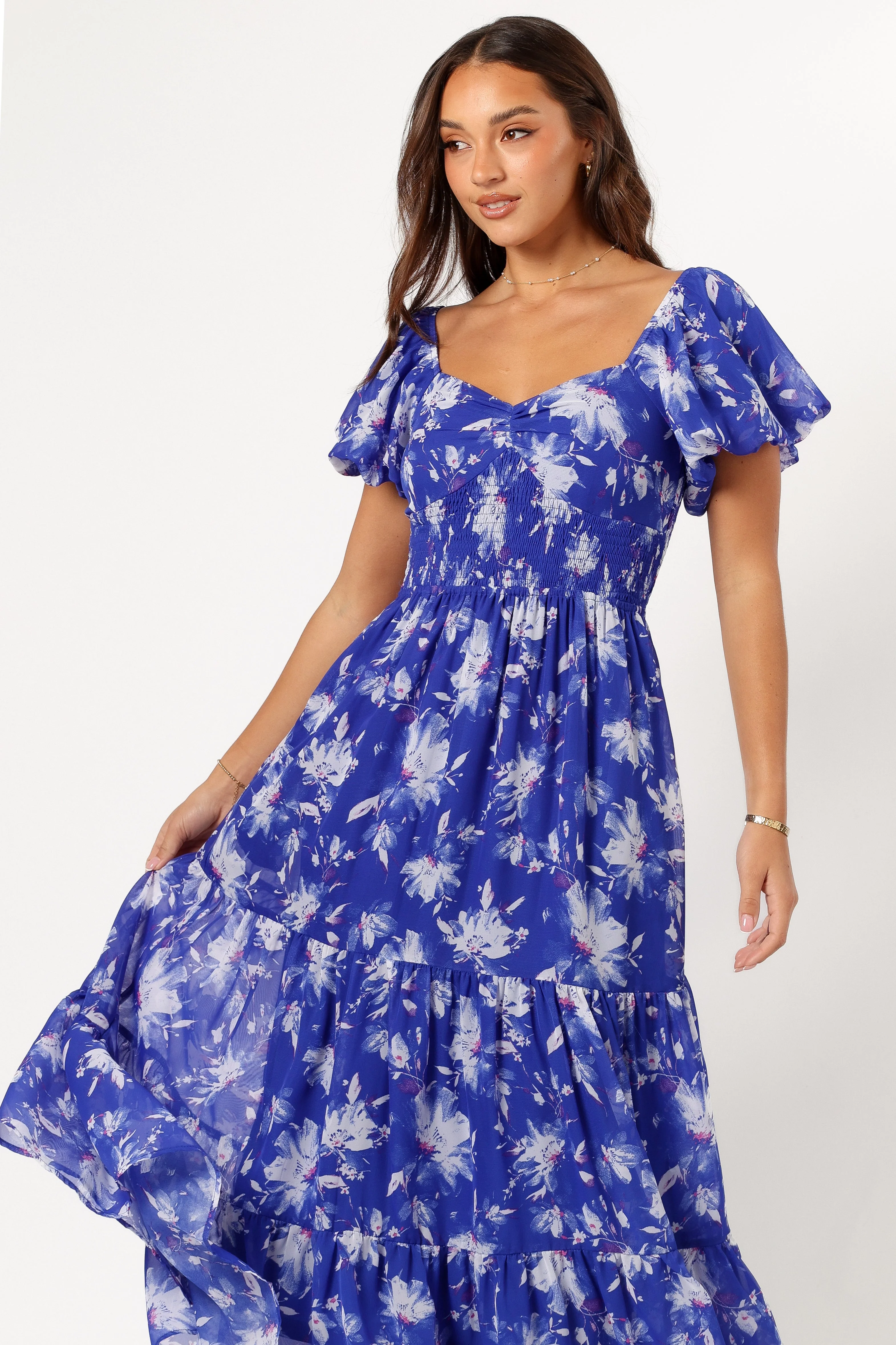 June Short Sleeve Maxi Dress - Bright Blue - Image 2