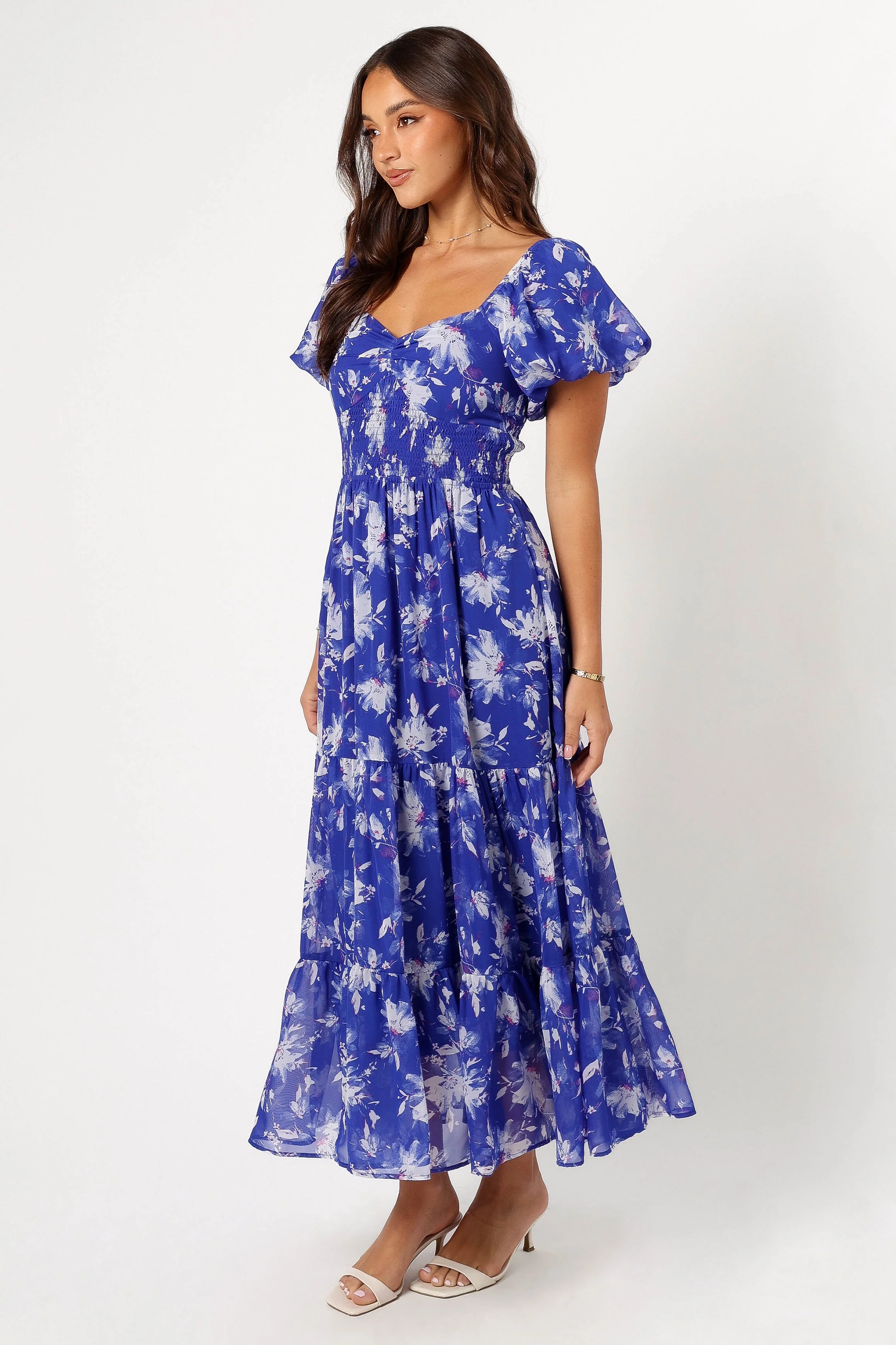 June Short Sleeve Maxi Dress - Bright Blue - Image 3