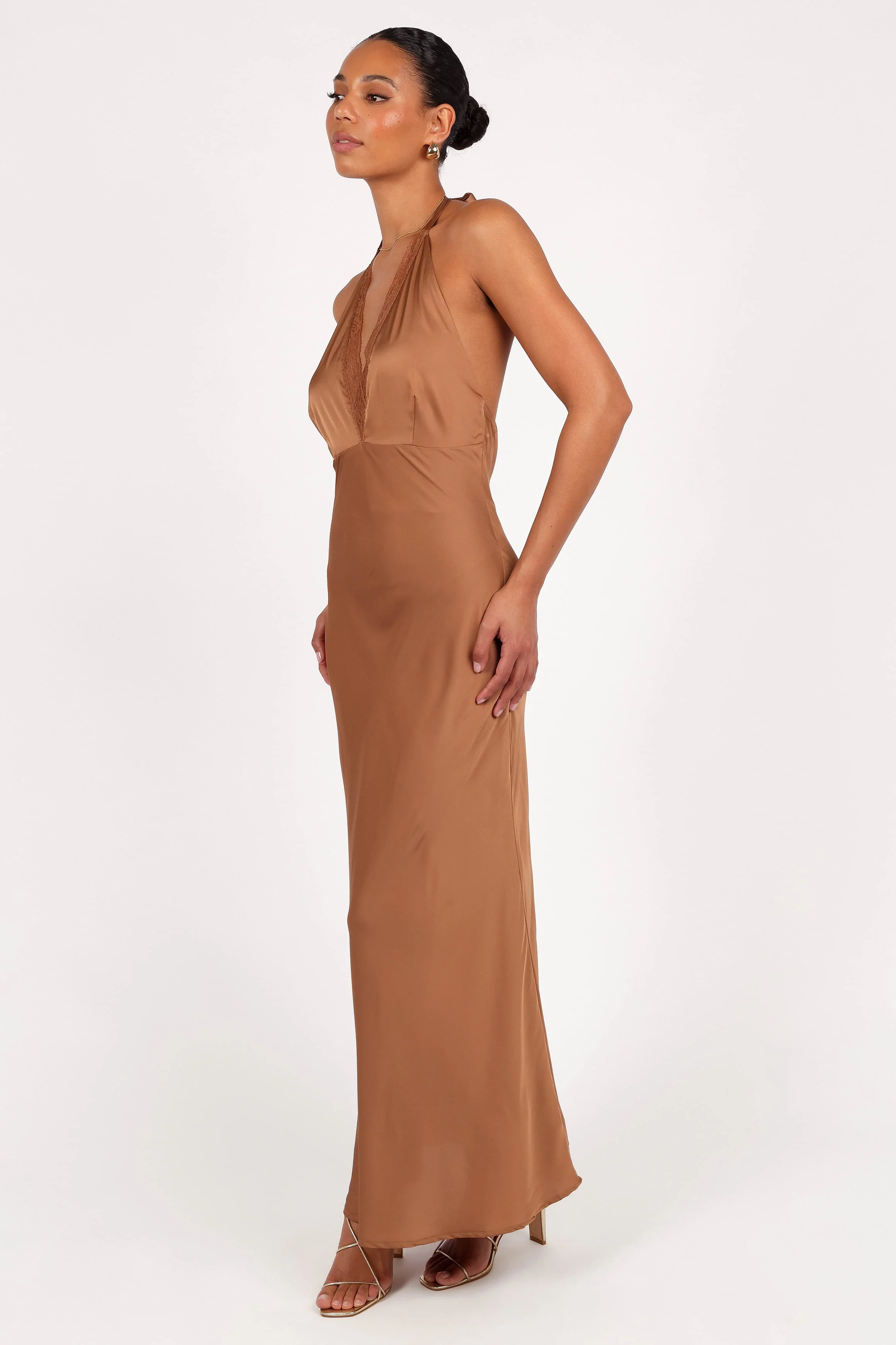 Kalina Halterneck Maxi Dress - Bronze - Image 3