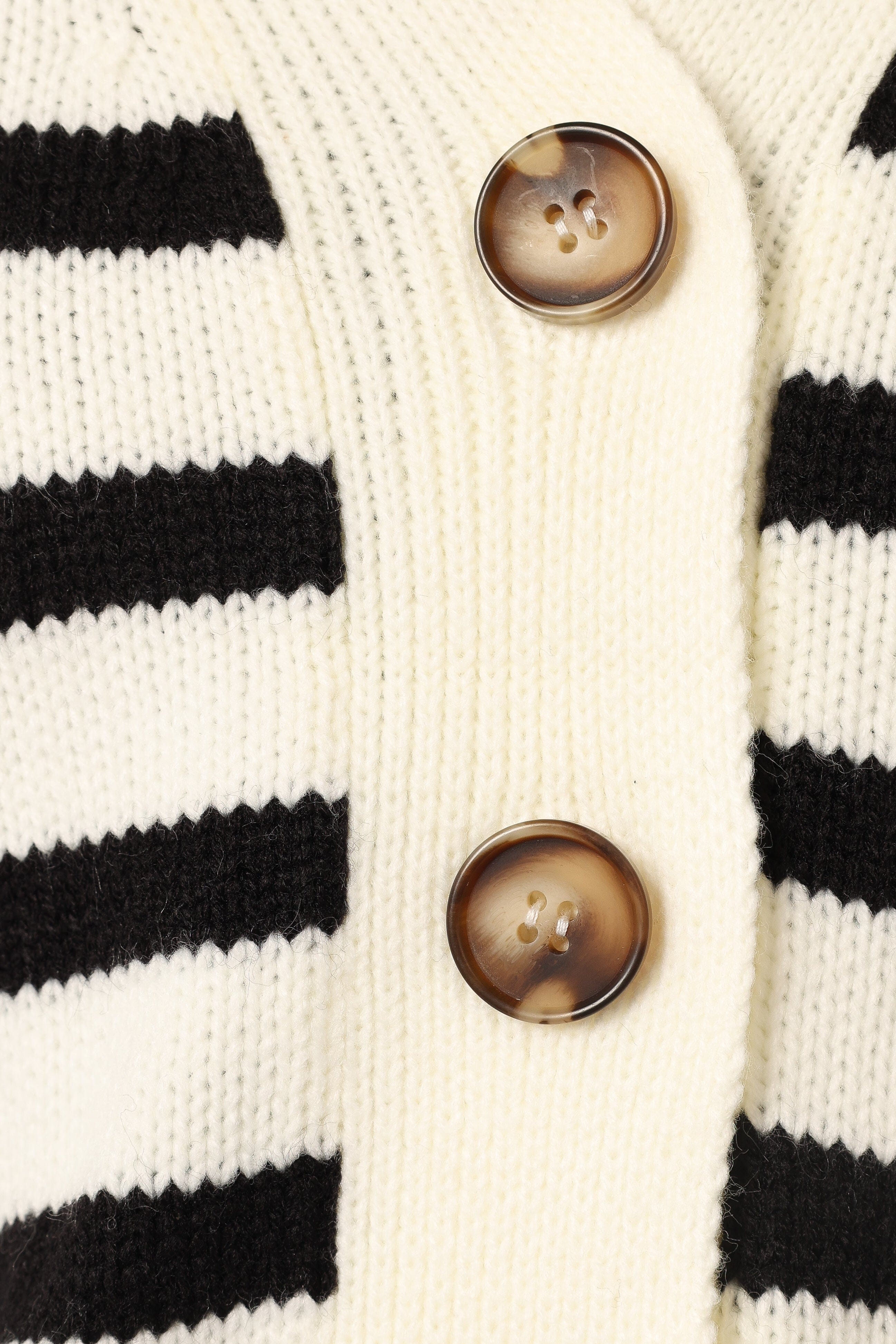 Kallen Button Front Striped Cardigan - Cream/Black - Image 8