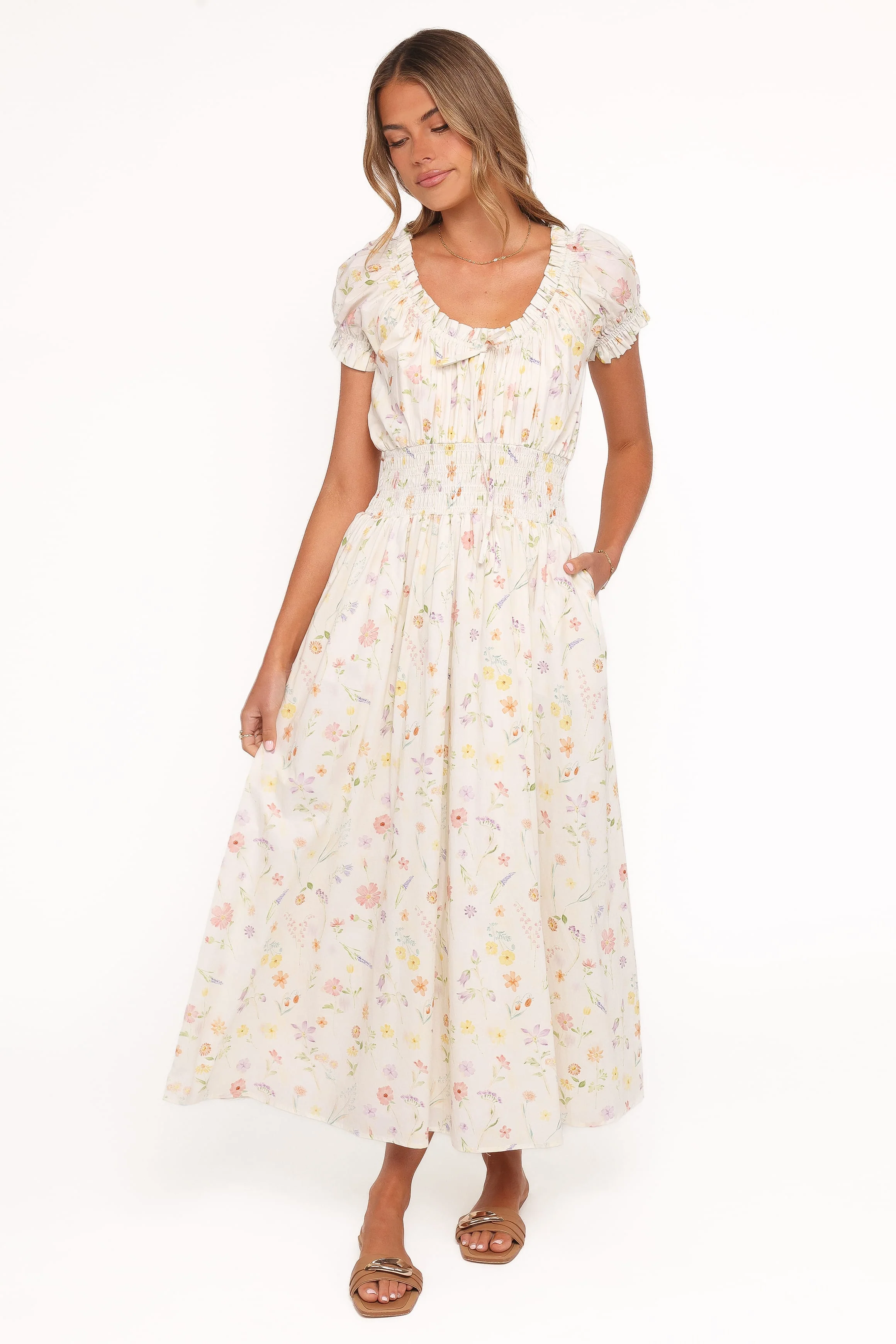 Katana Puff Sleeve Midi Dress - Floral - Image 2