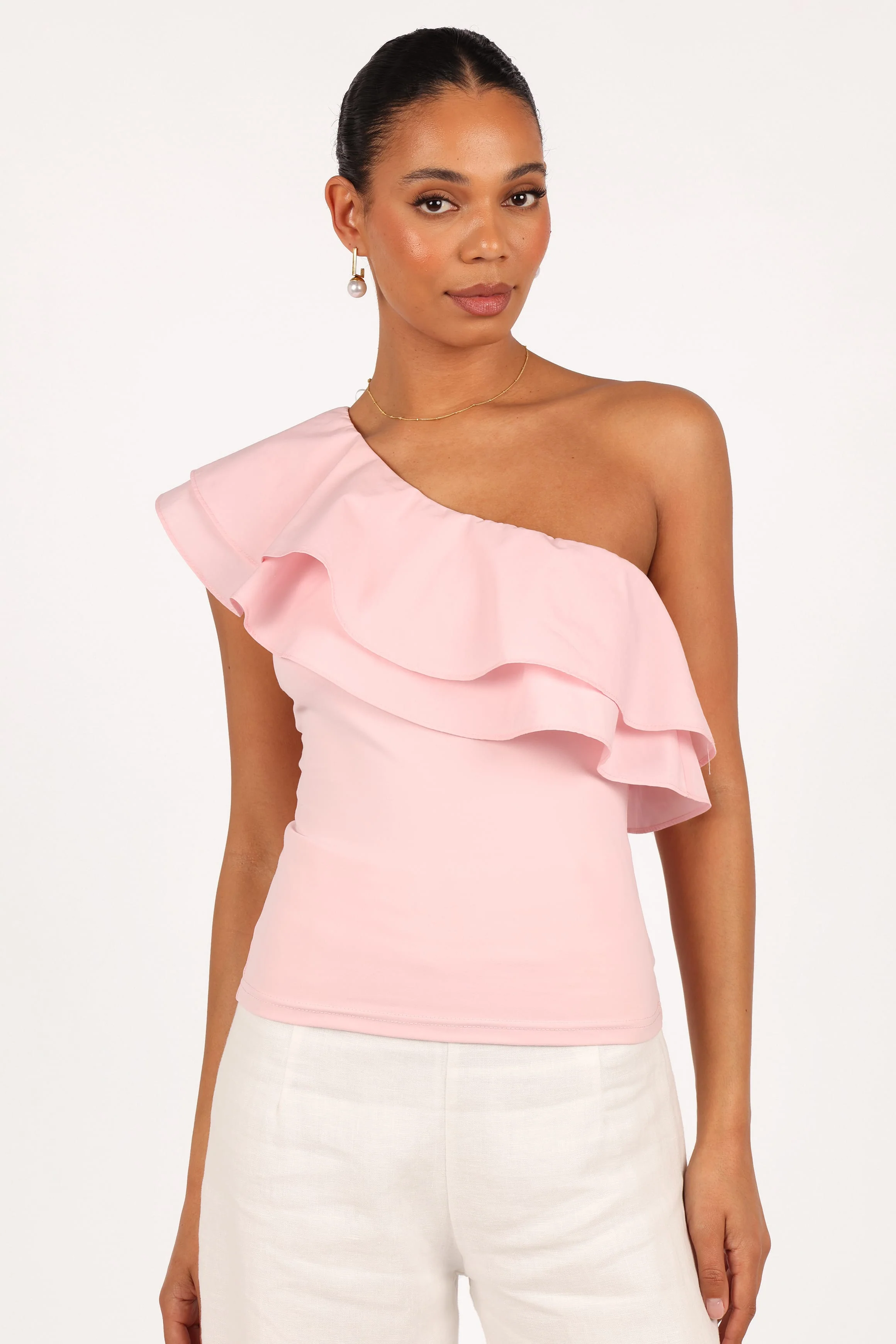 Kate One Shoulder Top - Petal Pink - Image 8