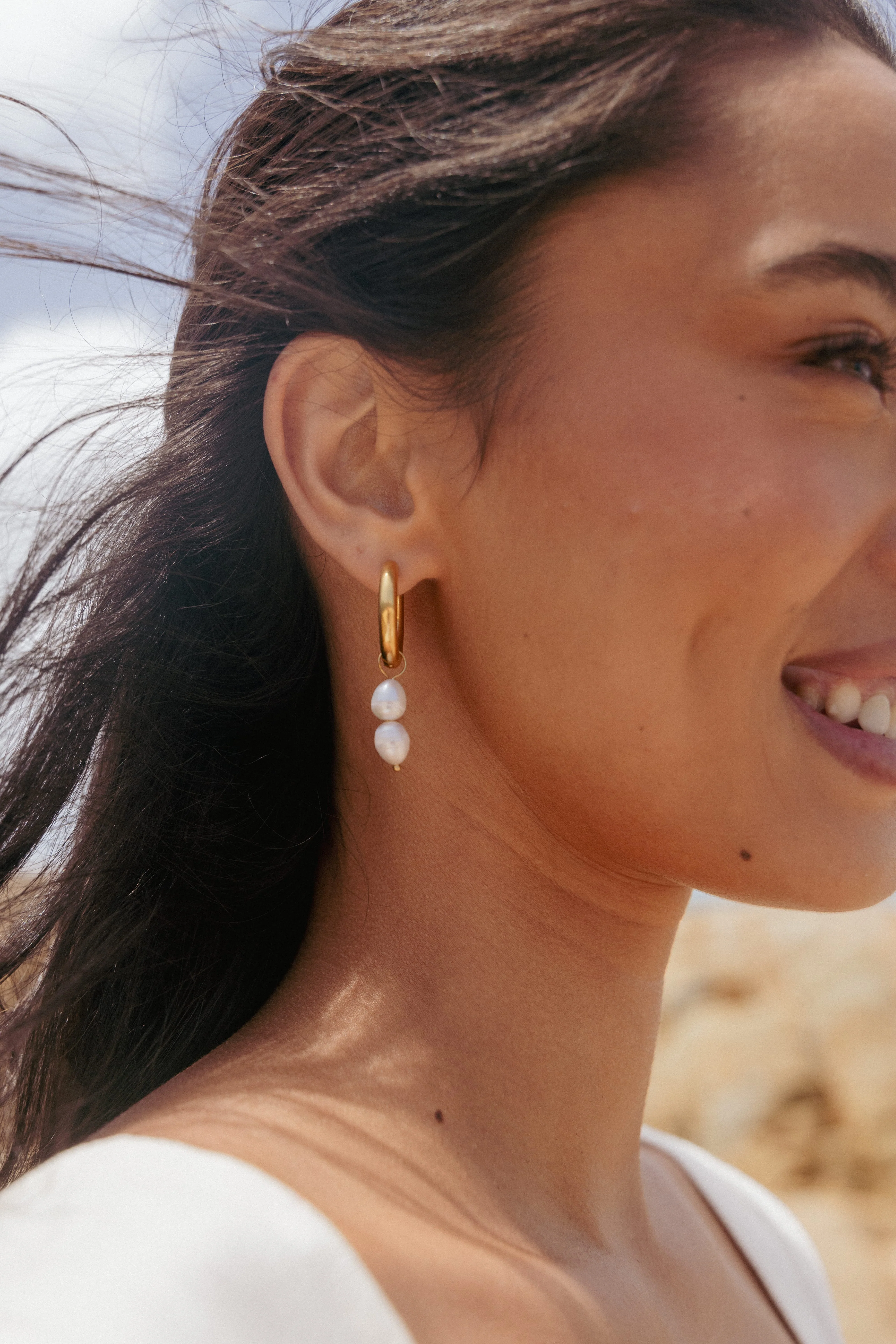 Katherine Pearl Earrings - Gold - Image 4