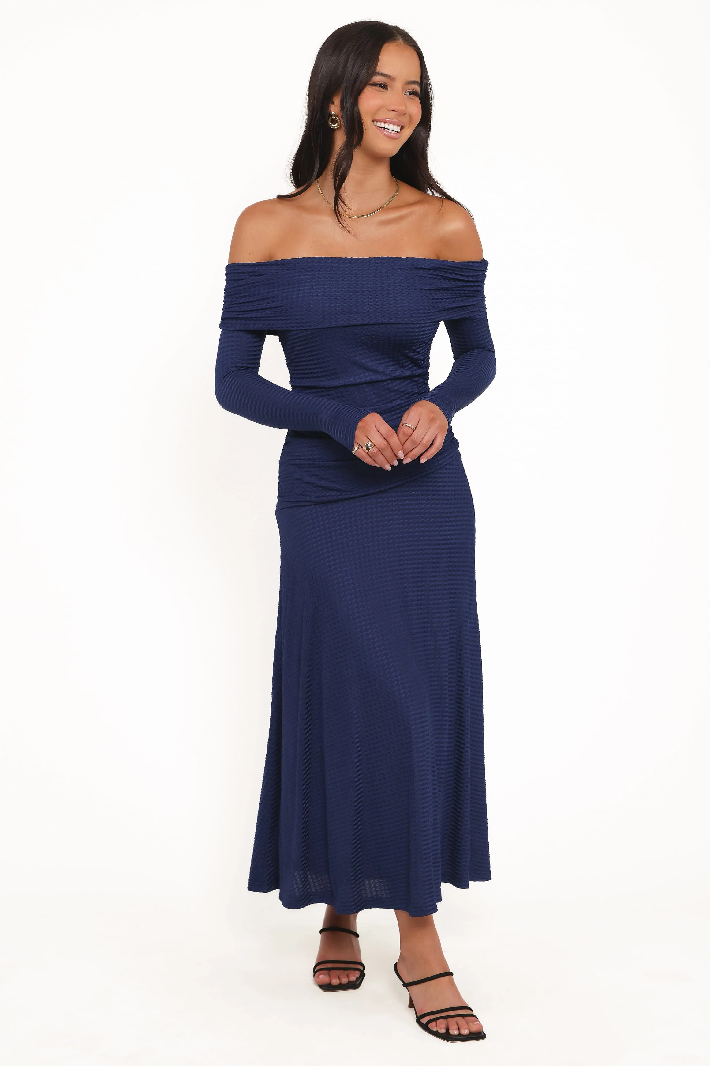 Katiya Off Shoulder Dress - Navy - Image 2