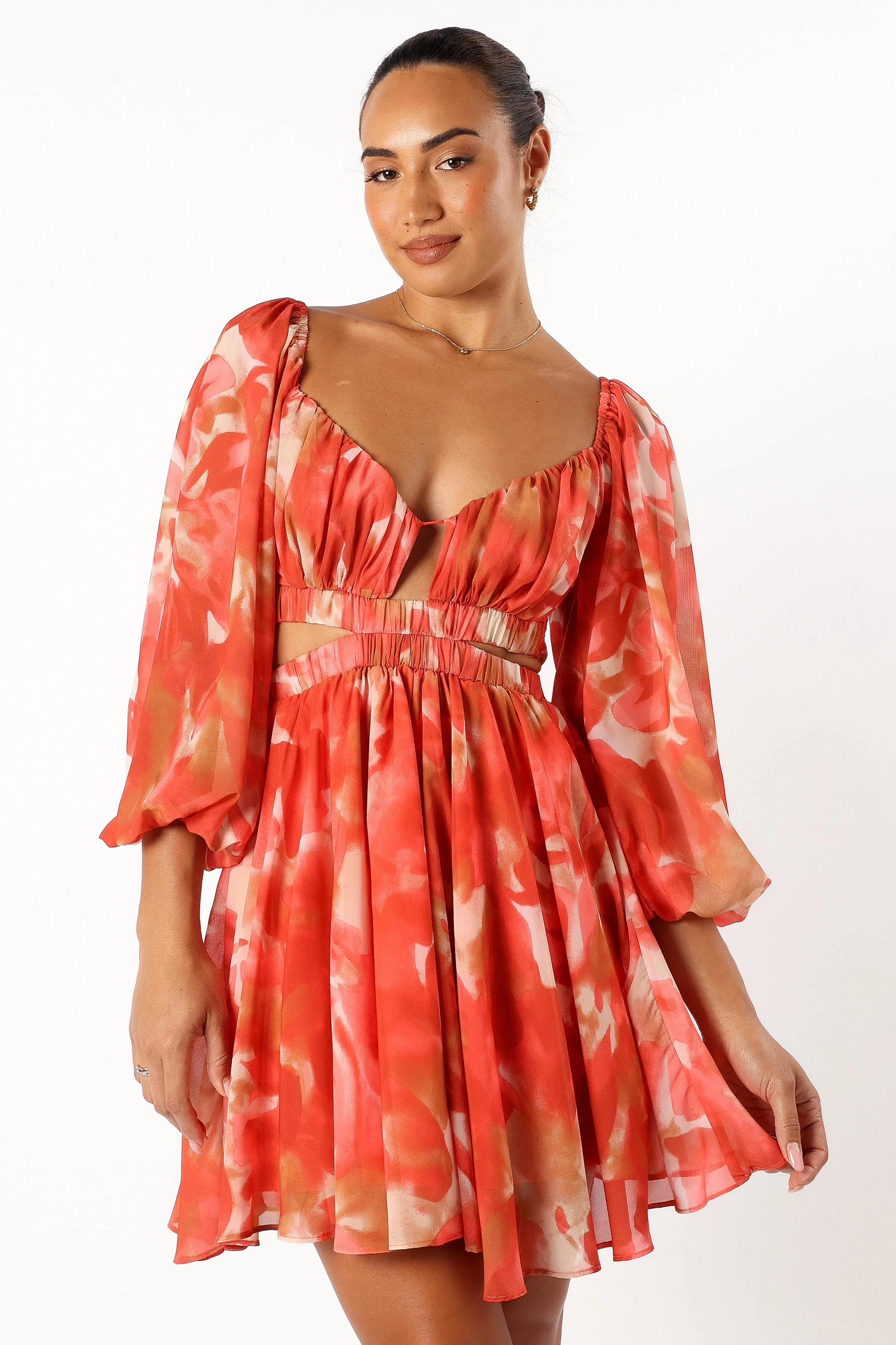 Katniss Longsleeve Mini Dress - Red Floral - Image 5