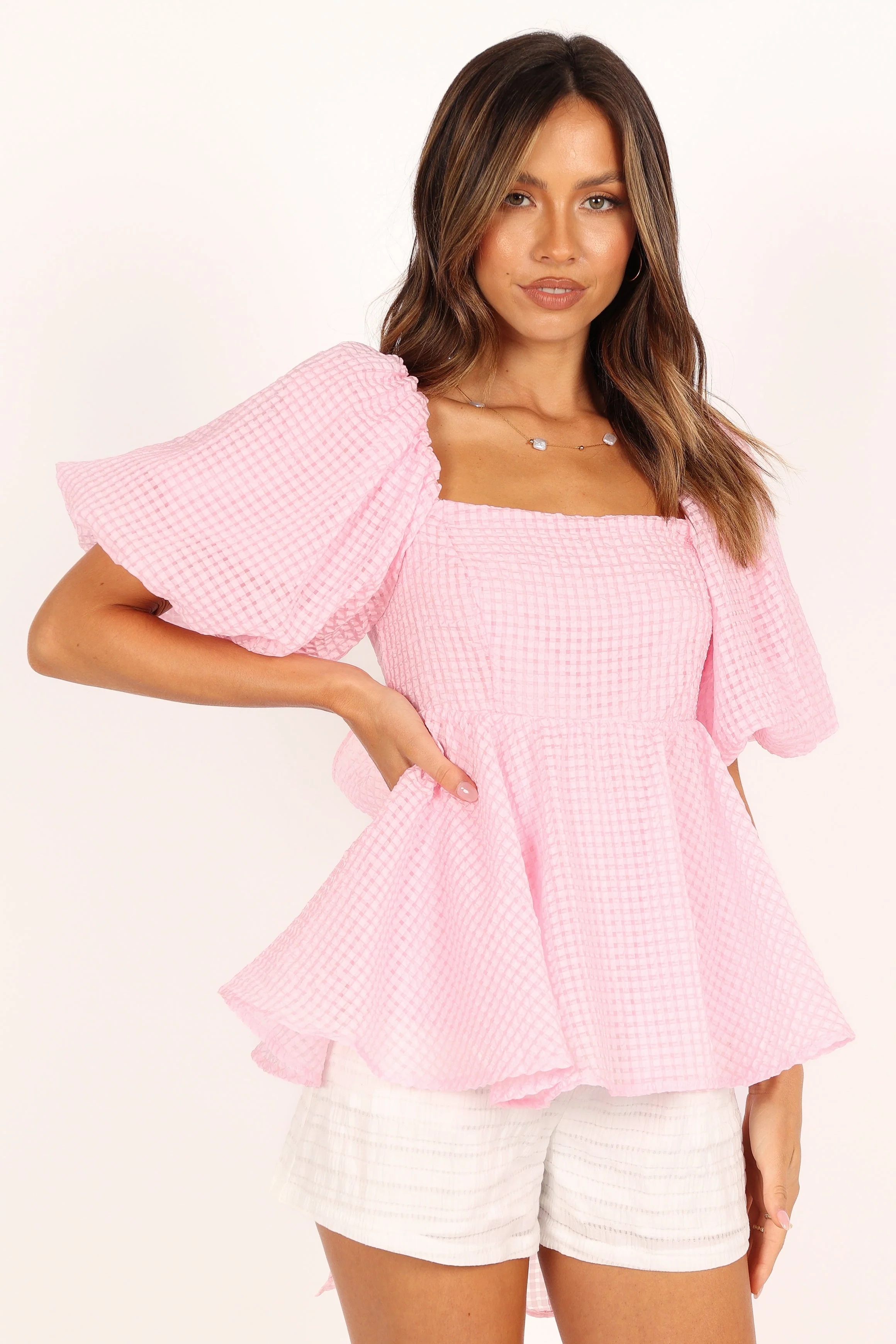 Kaylah Puff Sleeve Top - Pink - Image 9