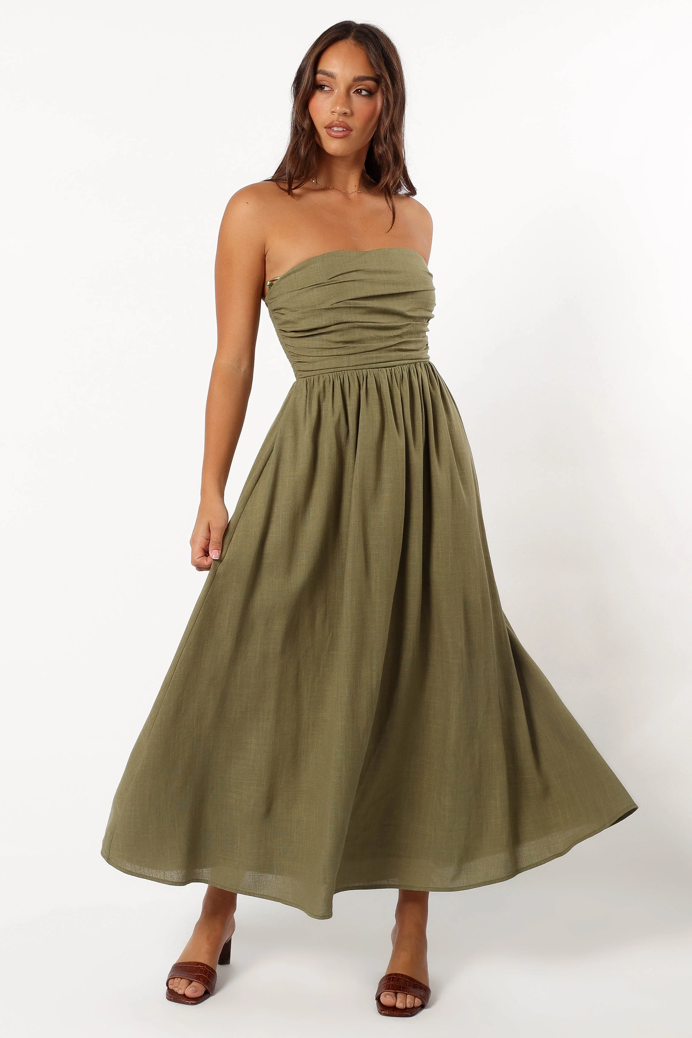 Kayt Strapless Dress - Olive Green - Image 5