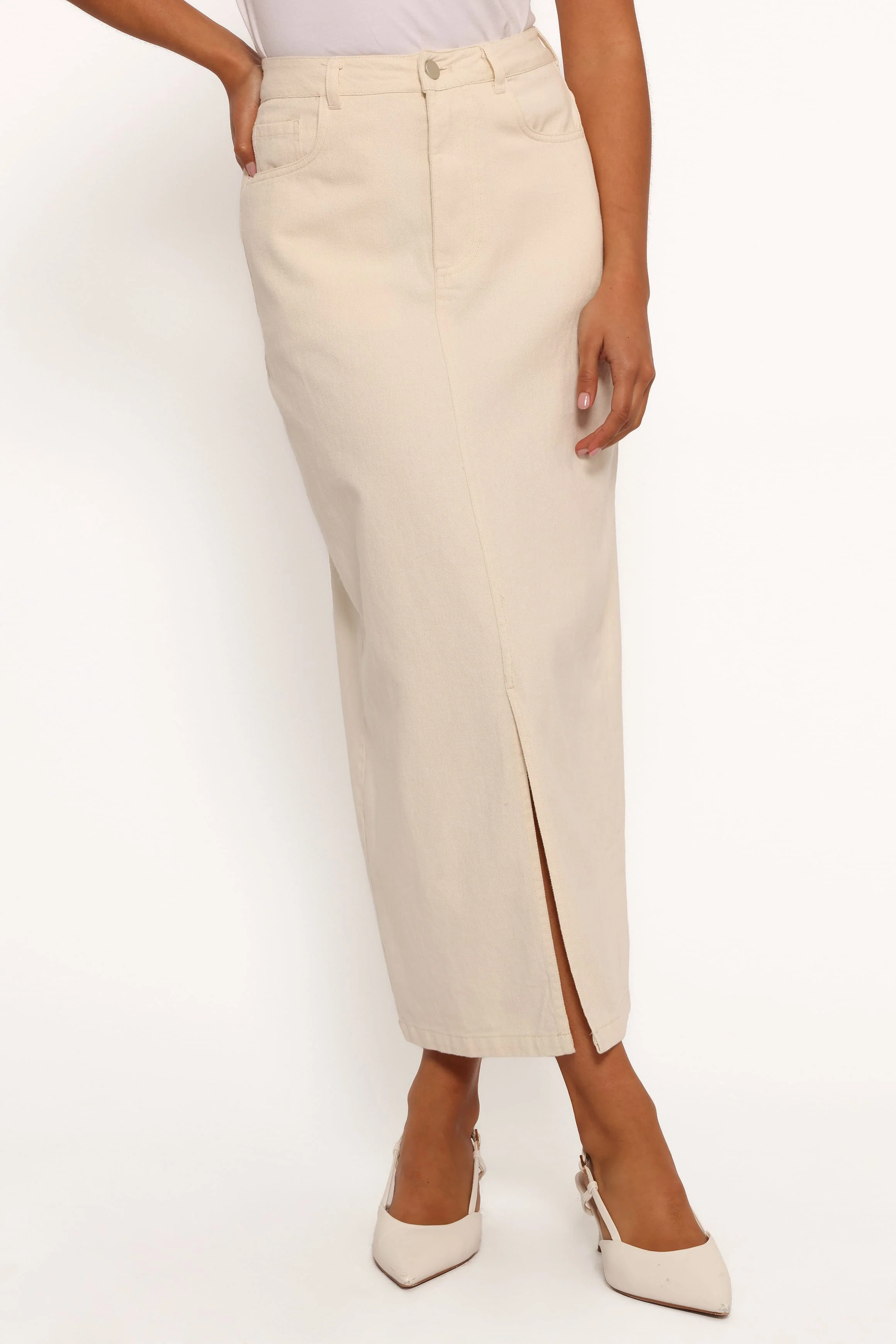 Kellen Corduroy Midi Skirt - Cream - Image 2