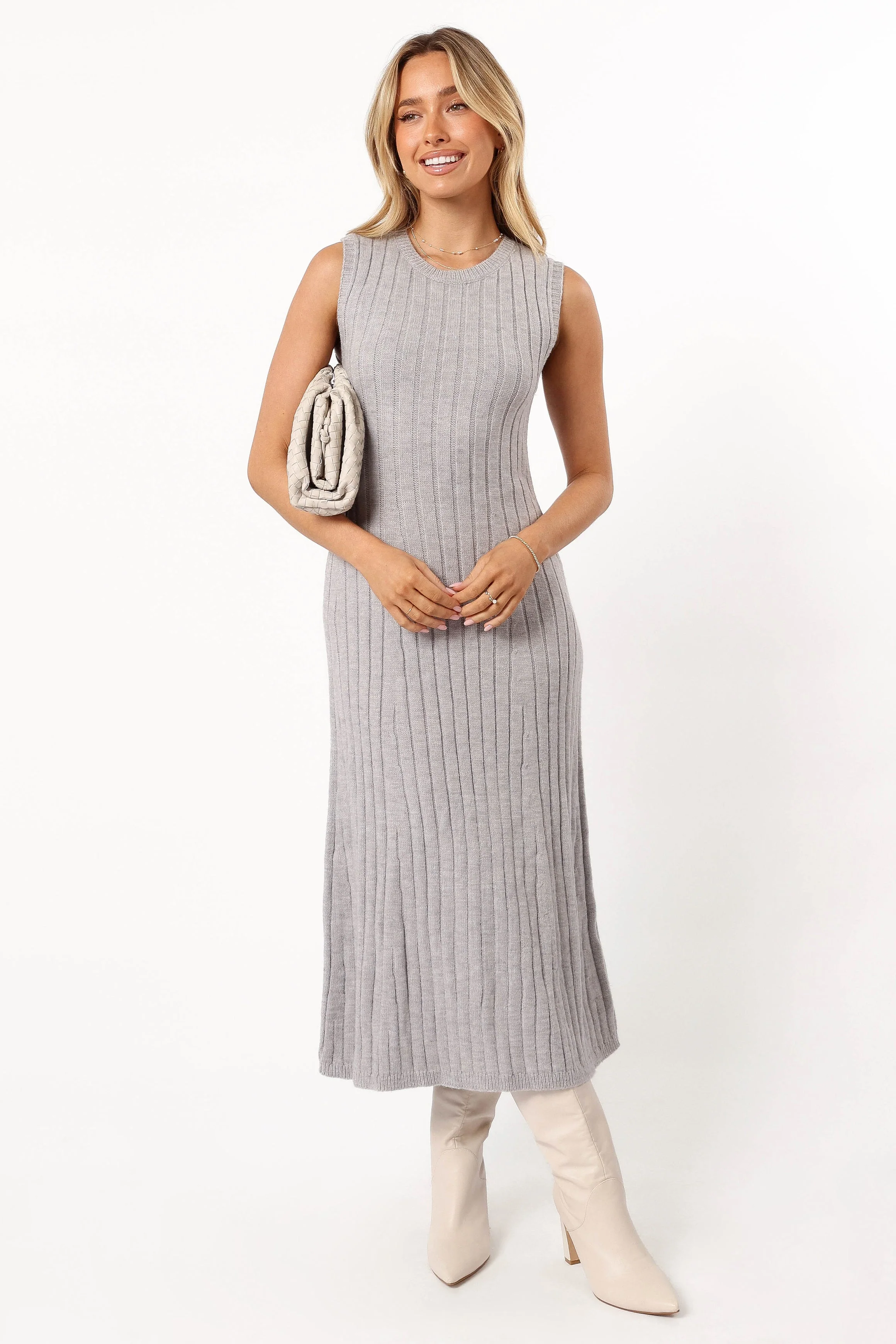 Kellie Knit Midi Dress - Grey - Image 2