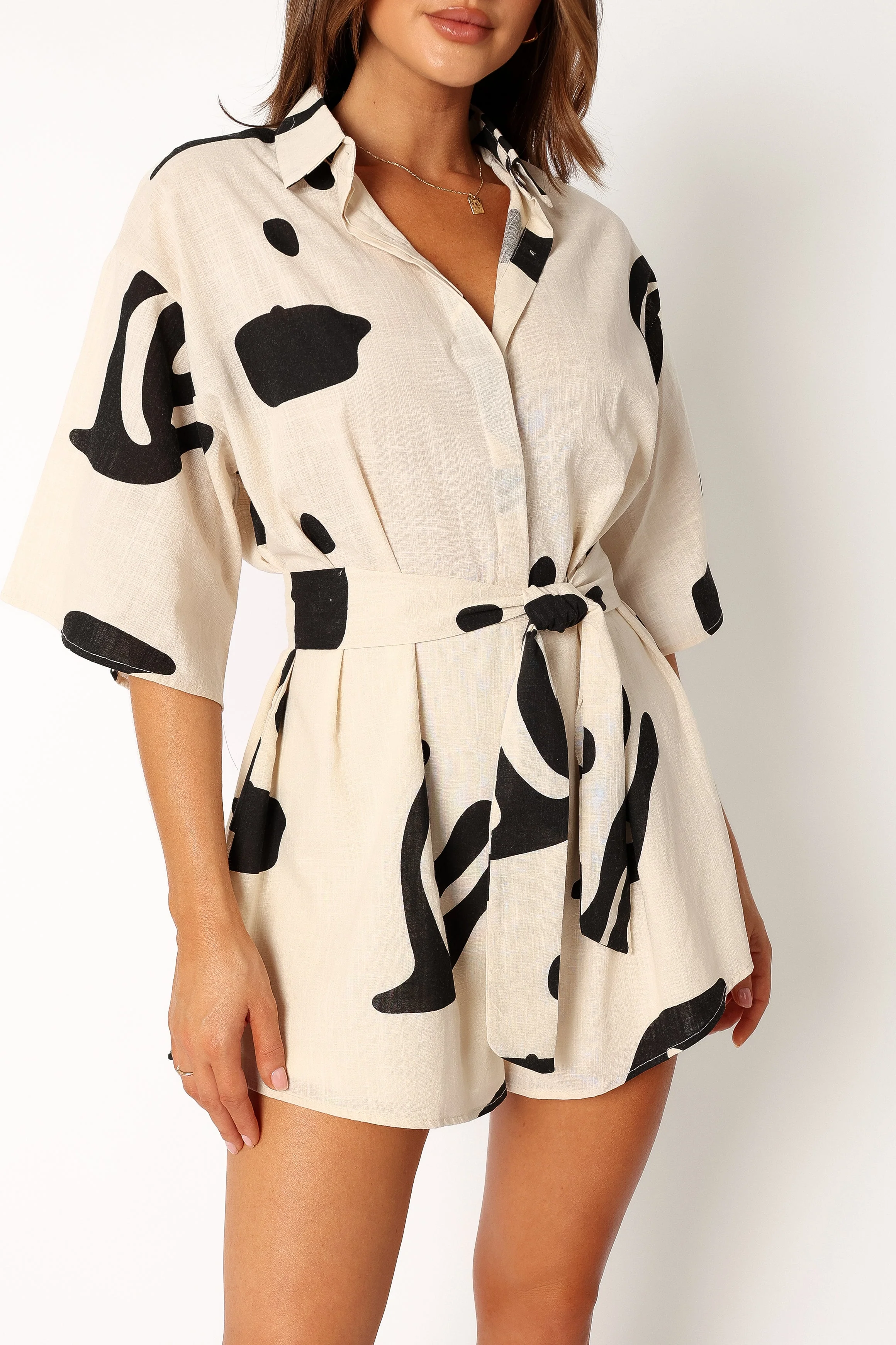 Kellie Playsuit - Beige Black - Image 6