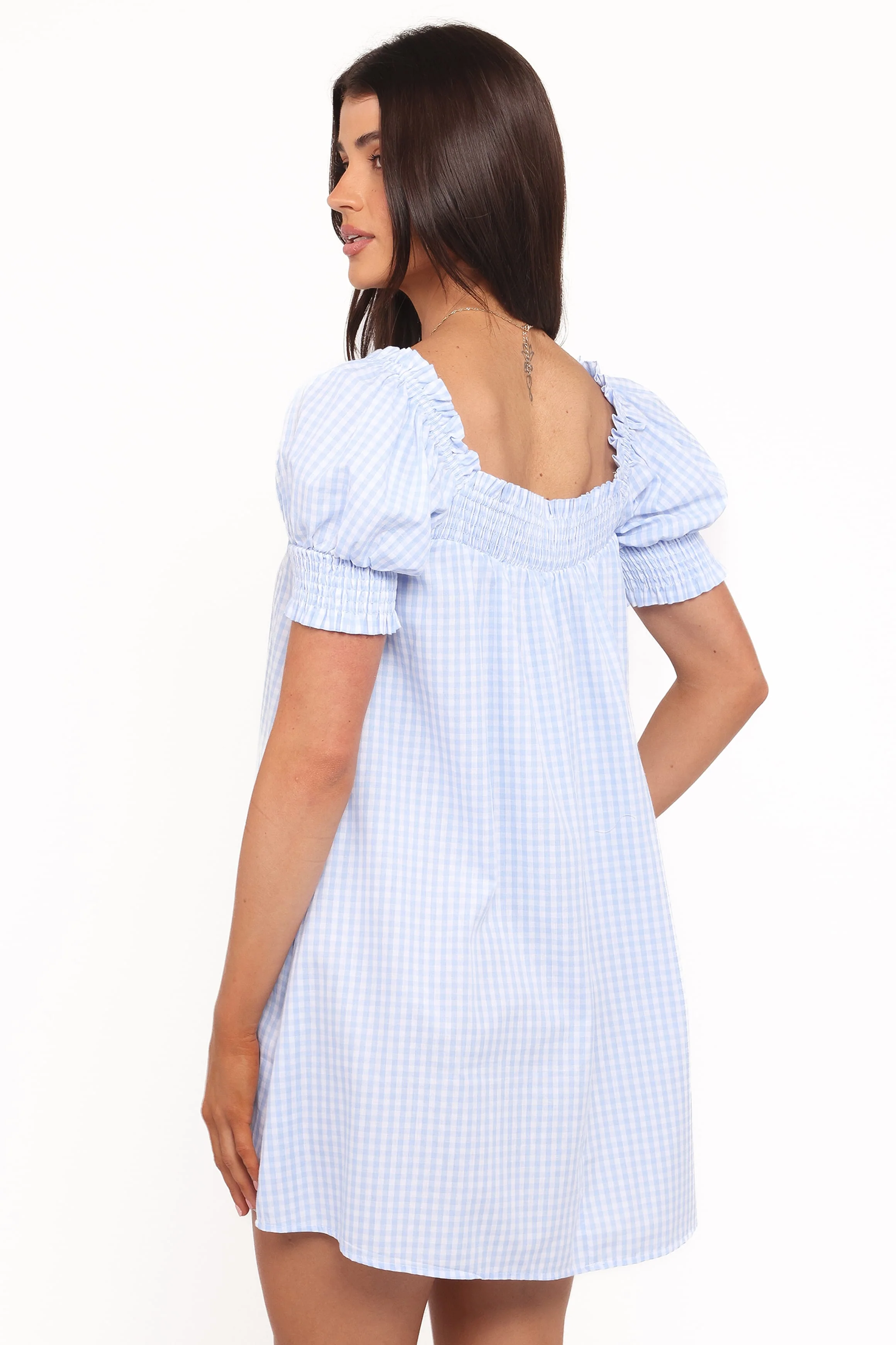 Kennedy Smock Mini Dress - Blue Gingham - Image 3