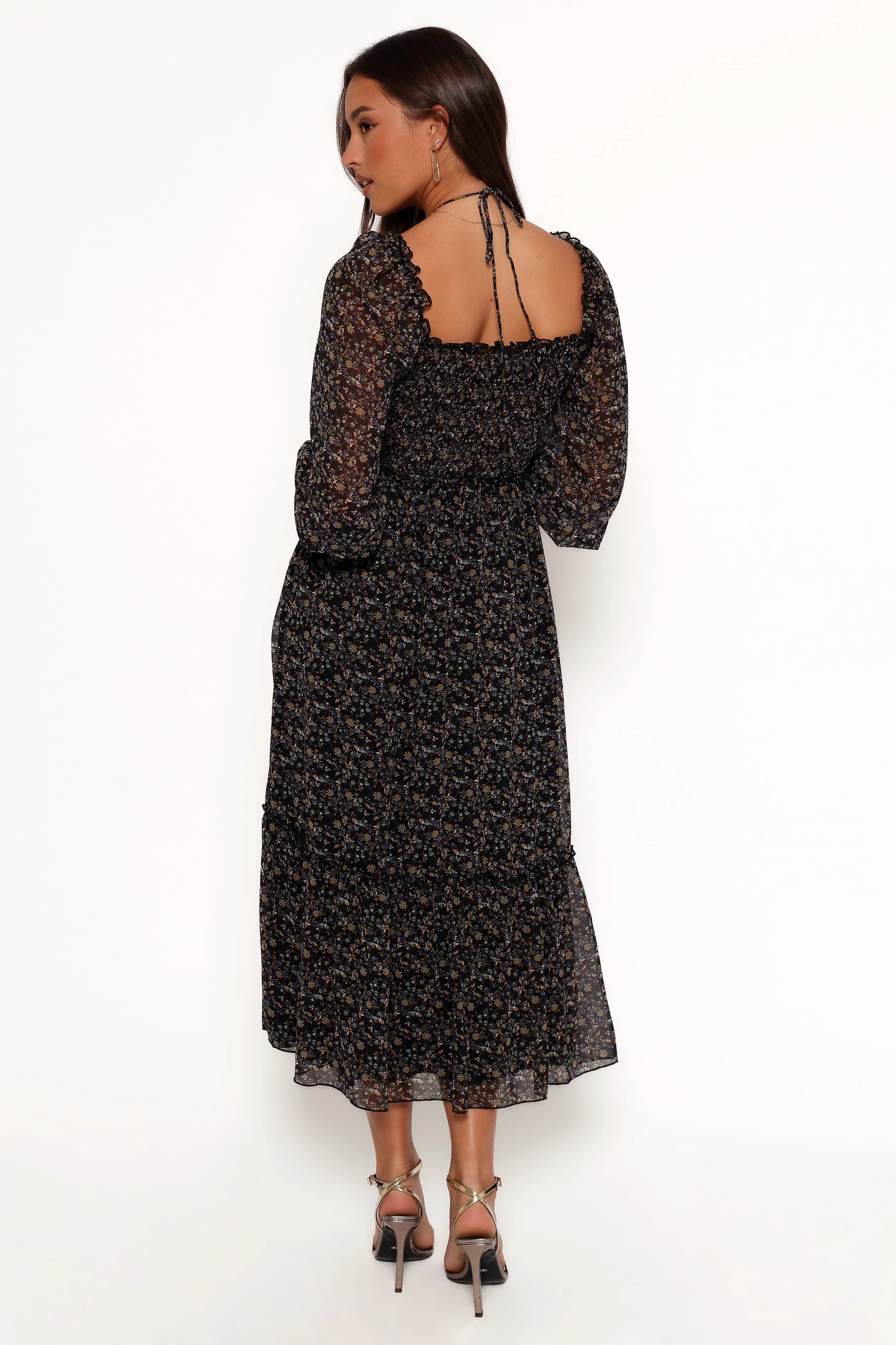 Keziah Long Sleeve Maxi Dress - Navy Ditsy Floral - Image 4