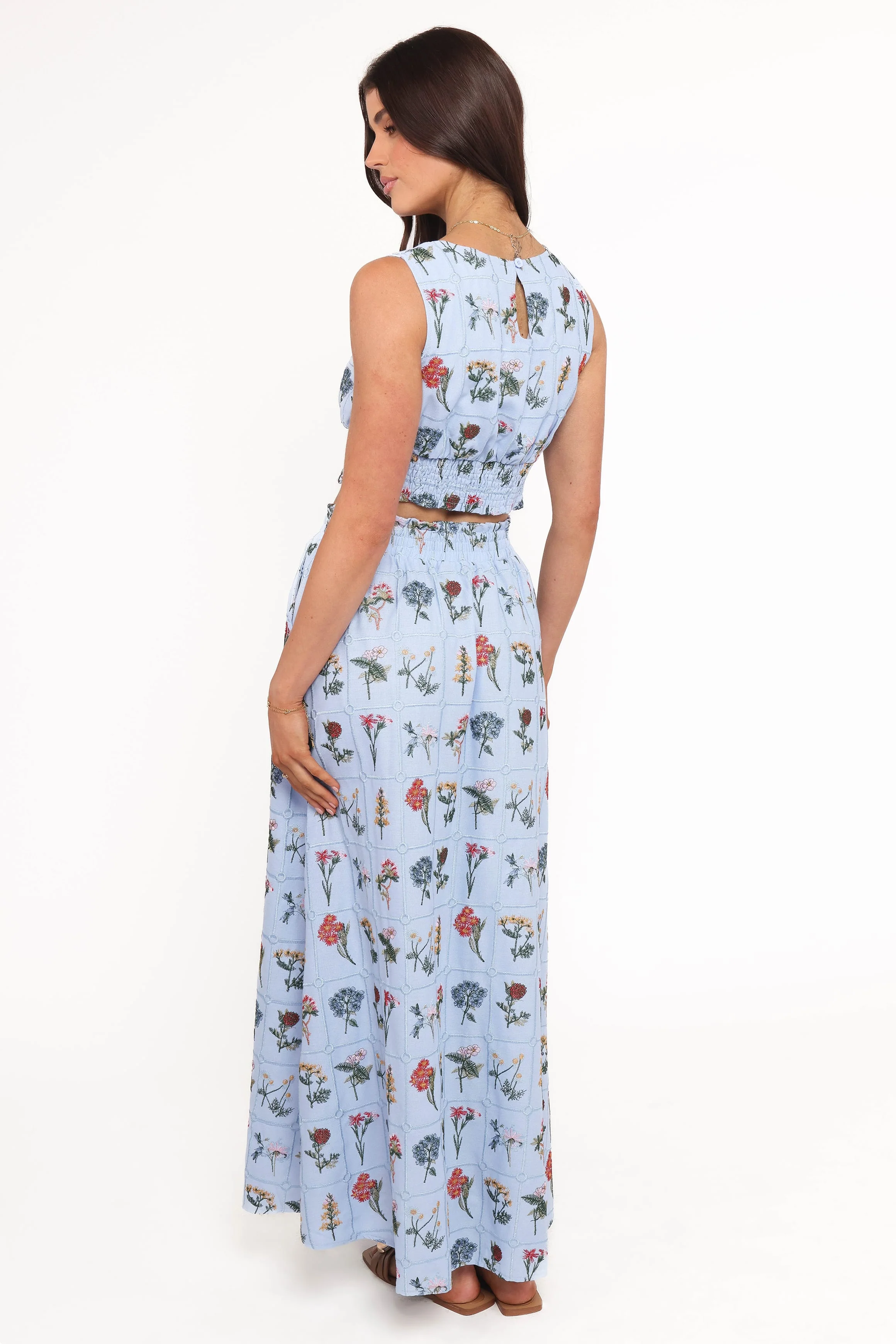 Kimora Embroidered Maxi Skirt - Blue Floral - Image 4