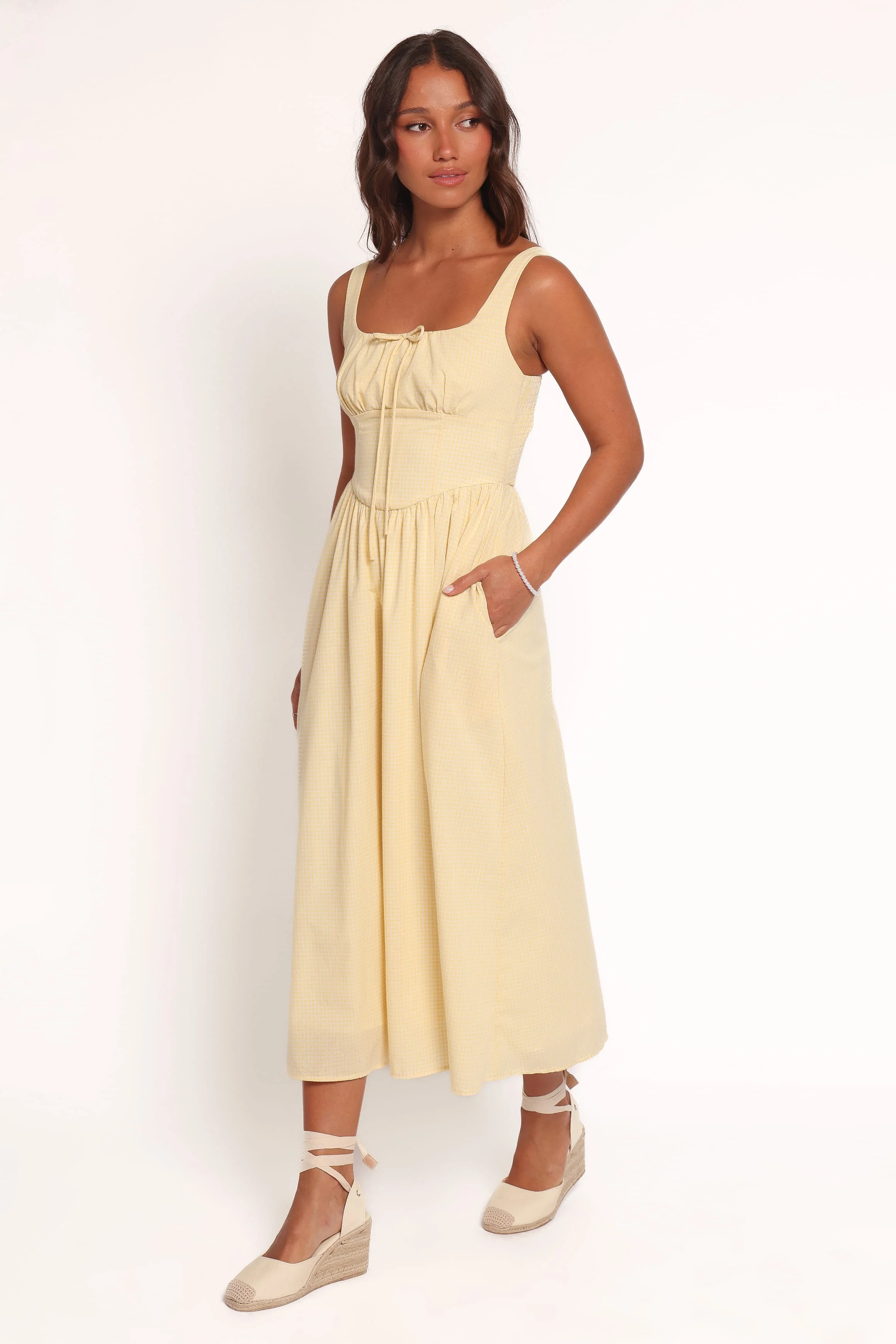 Kinslee Midi Dress - Yellow Gingham - Image 3