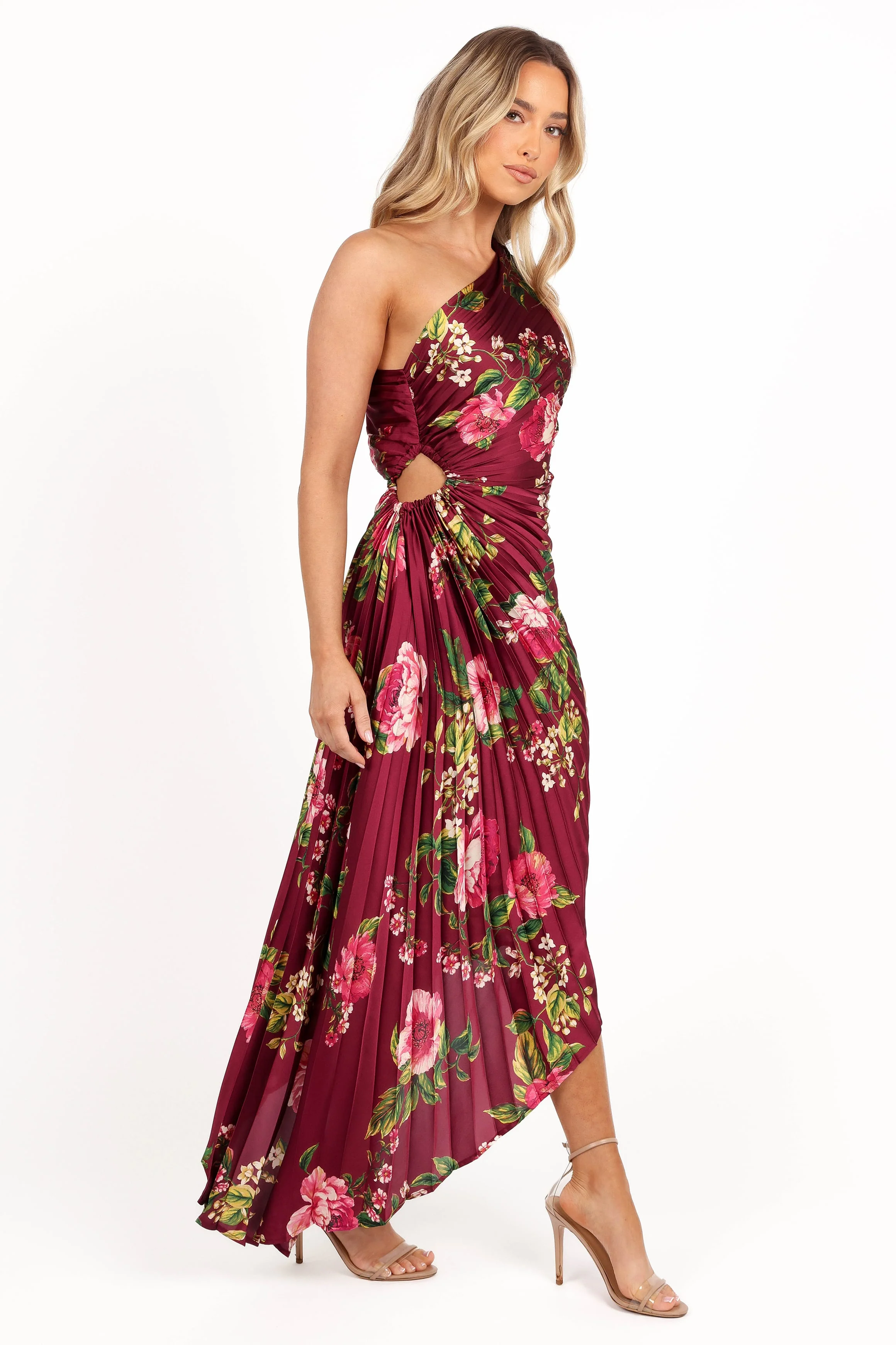 Kleo One Shoulder Maxi Dress - Burgundy Floral - Image 6