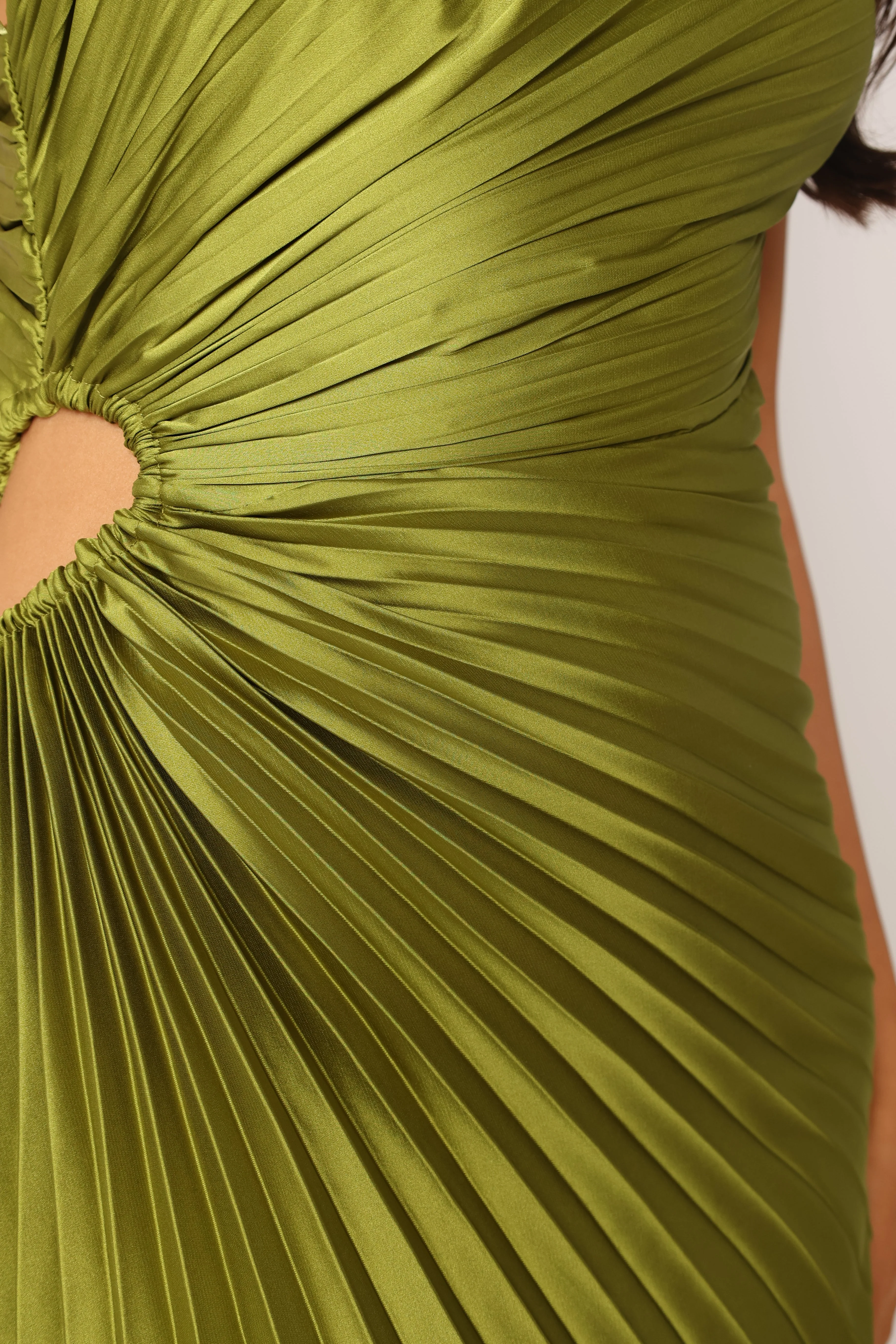 Kleo One Shoulder Maxi Dress - Olive Green - Image 10