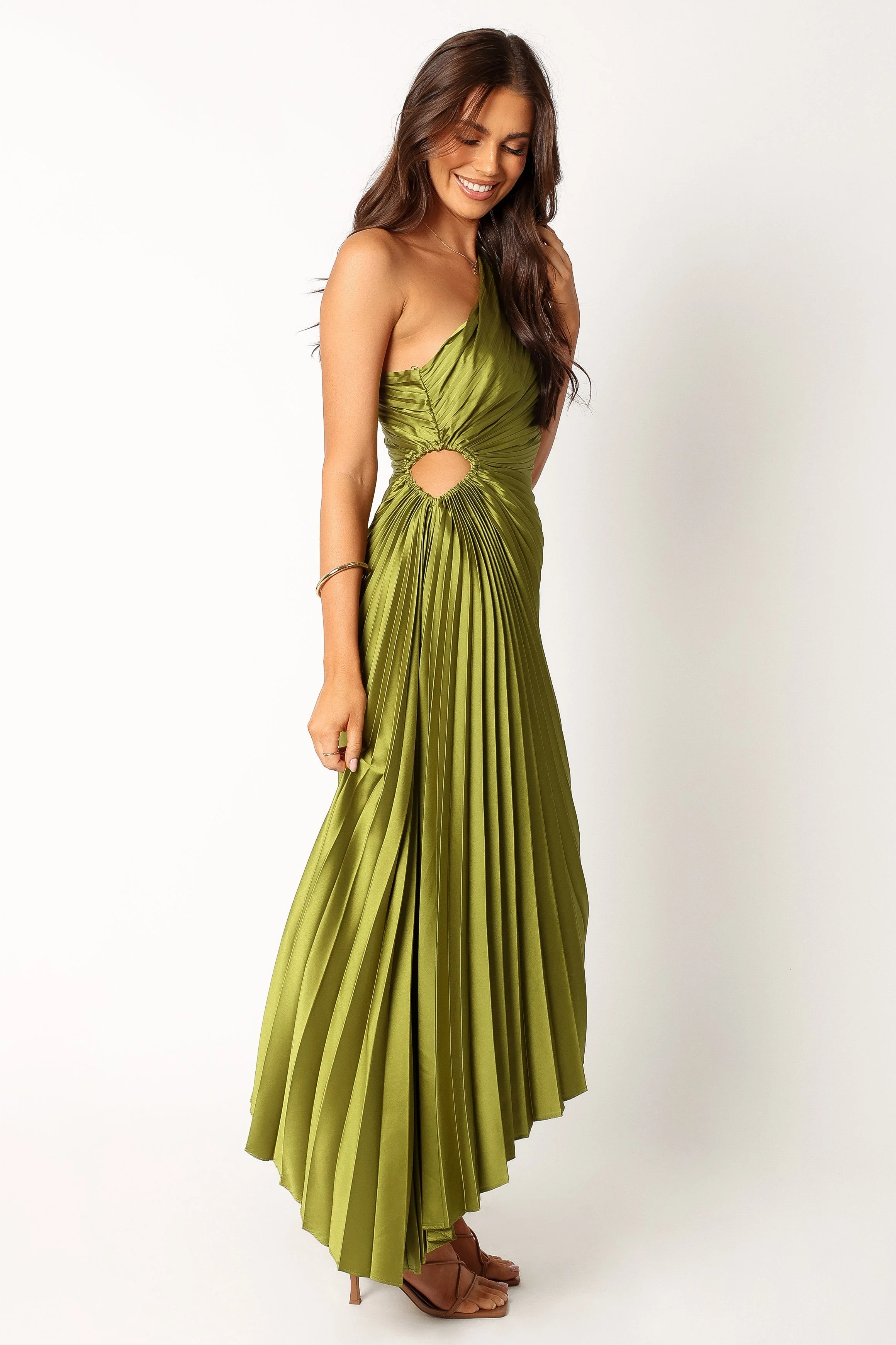 Kleo One Shoulder Maxi Dress - Olive Green - Image 2