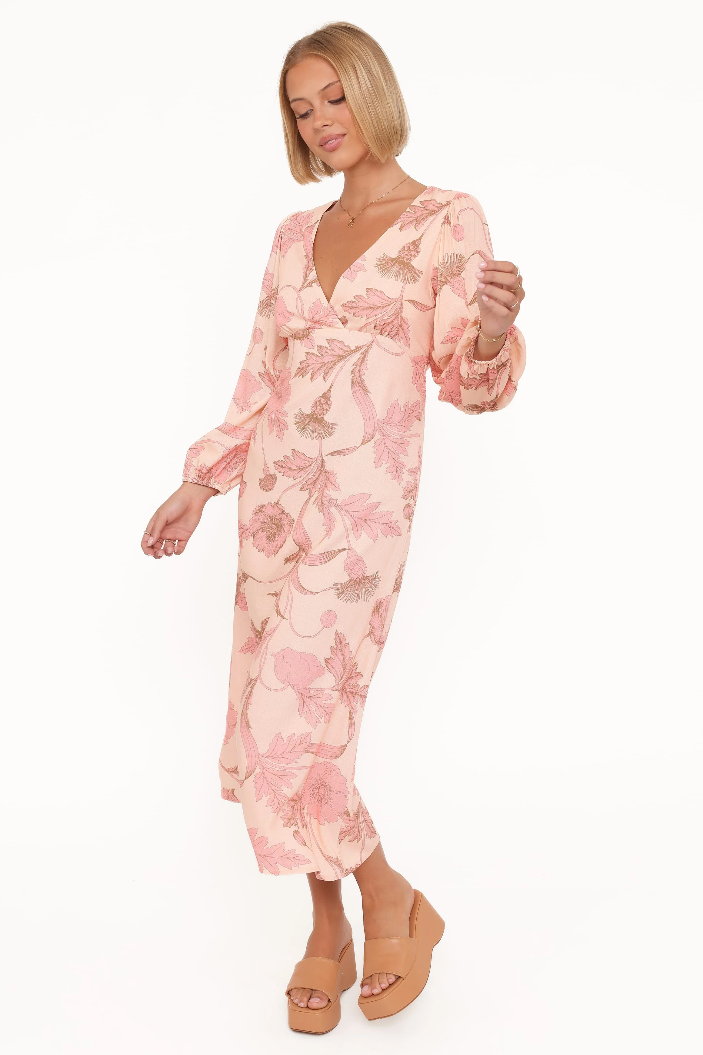 Kolby Long Sleeve Midi Dress - Pink Floral - Image 4