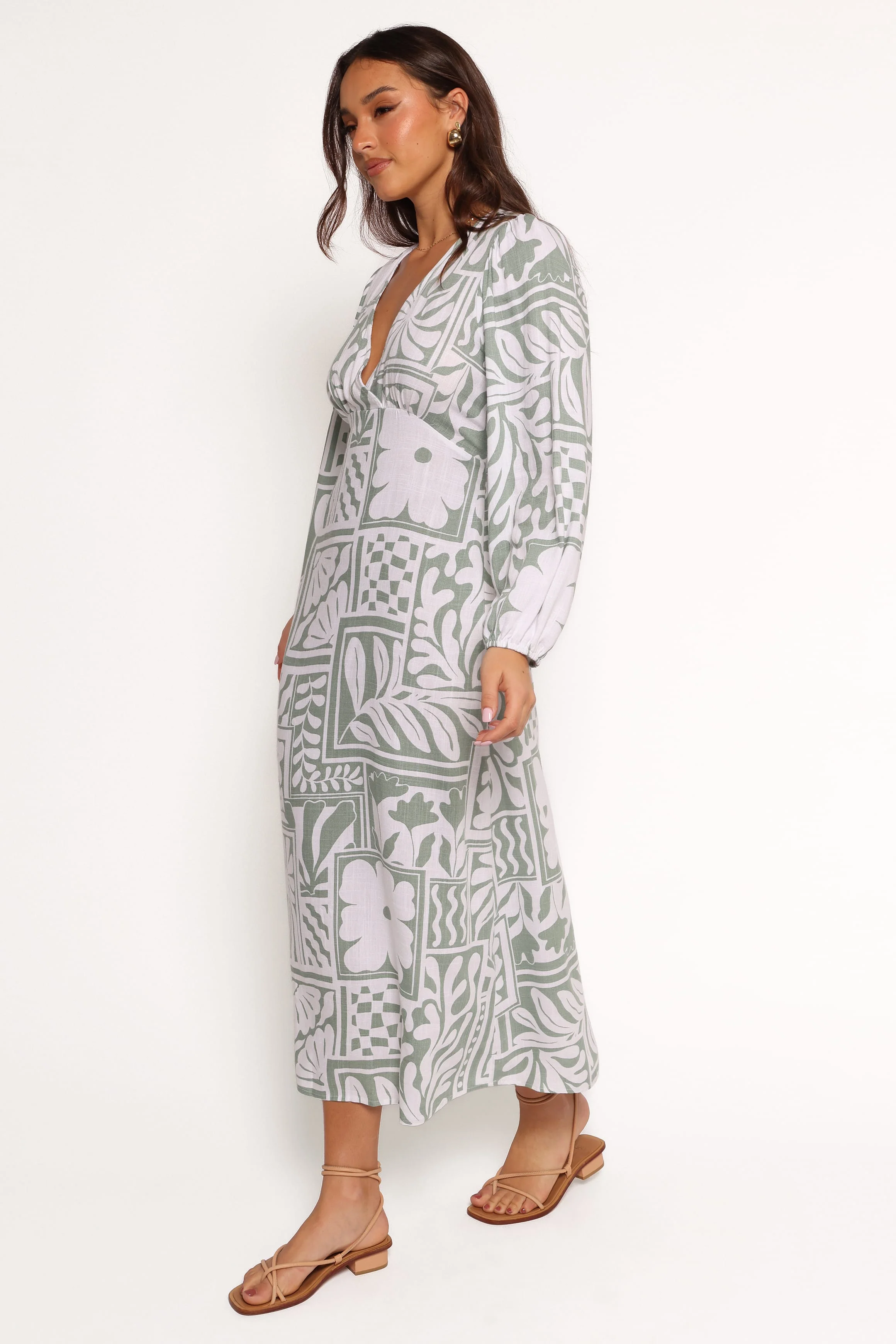 Kolby Long Sleeve Midi Dress - Sage Print - Image 5