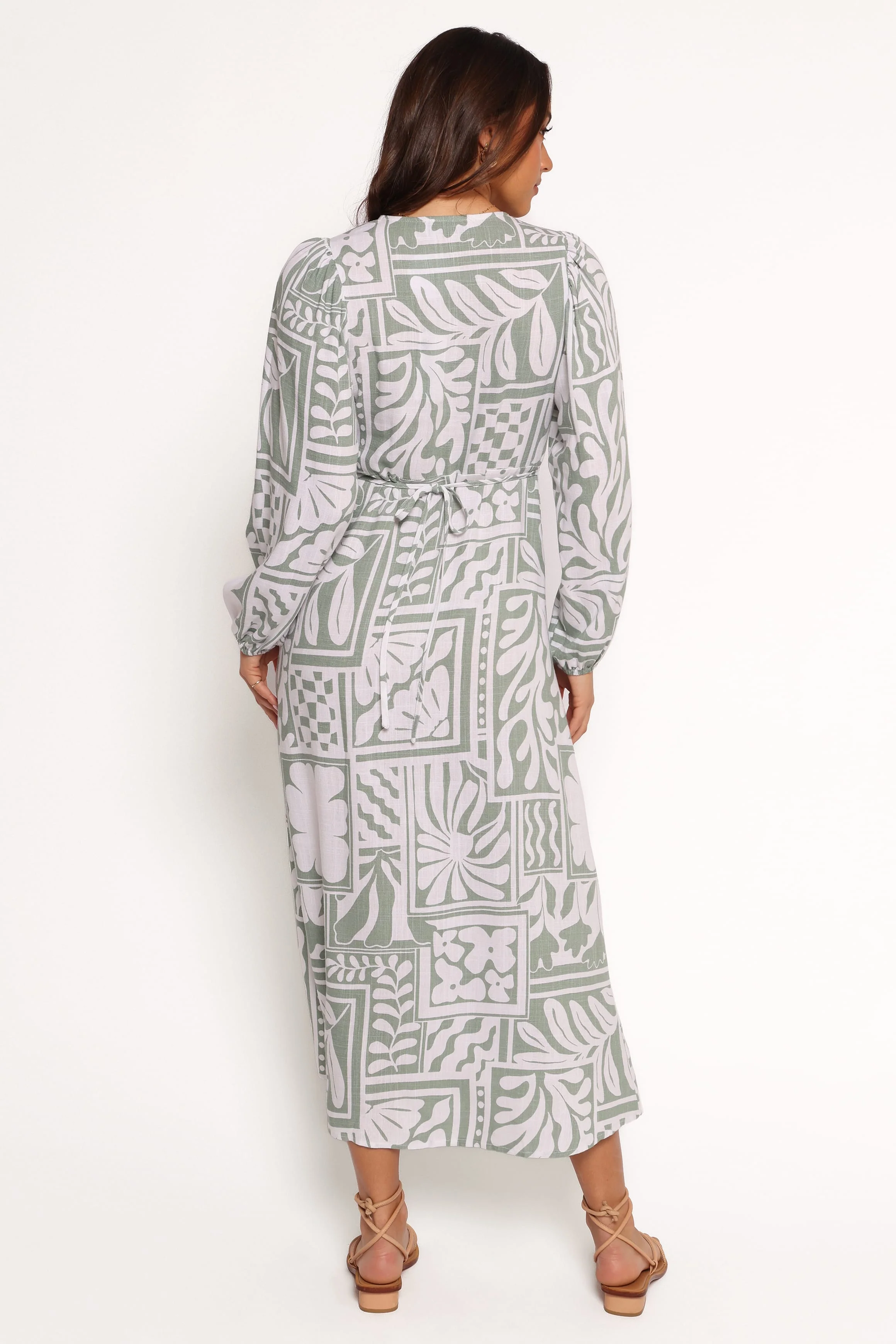 Kolby Long Sleeve Midi Dress - Sage Print - Image 7