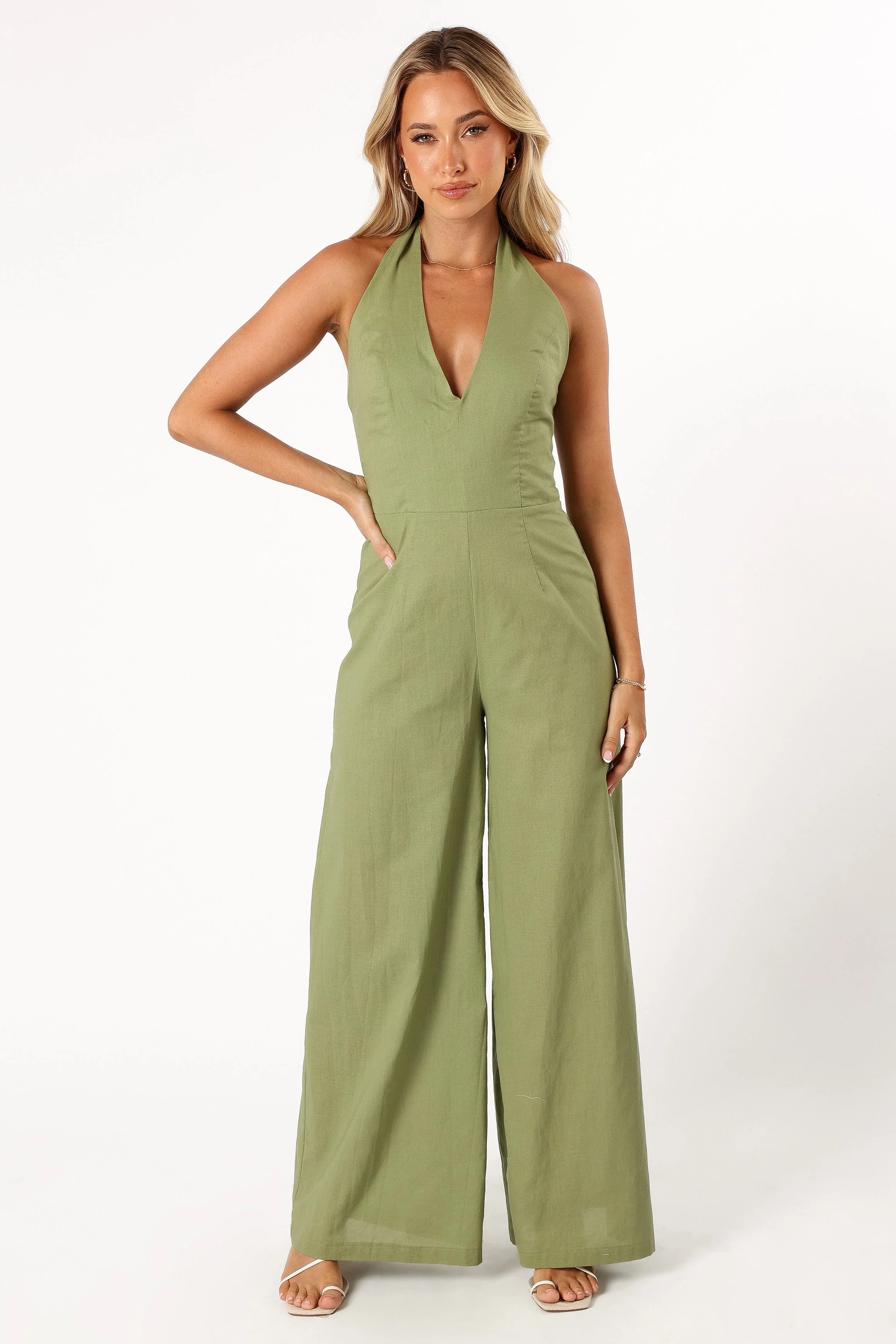 Kourtney Halterneck Jumpsuit - Olive - Image 4