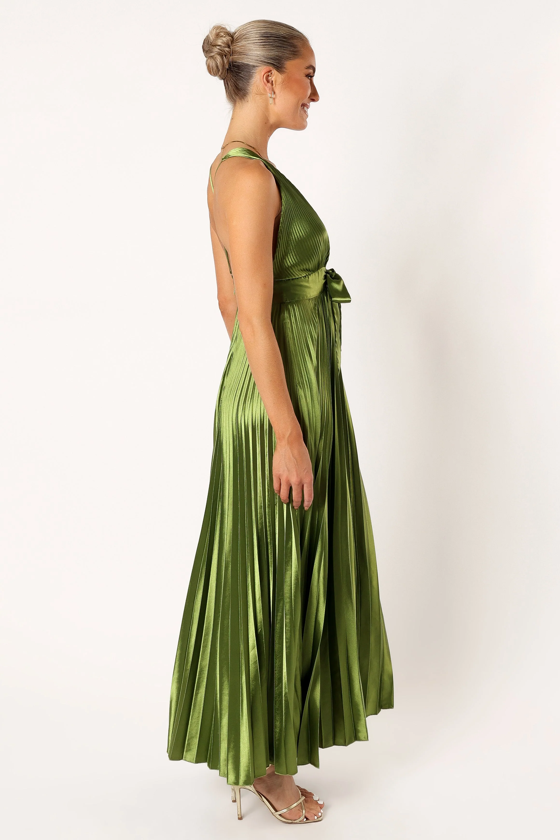 Kris Pleated Maxi Dress - Martini Olive - Image 5