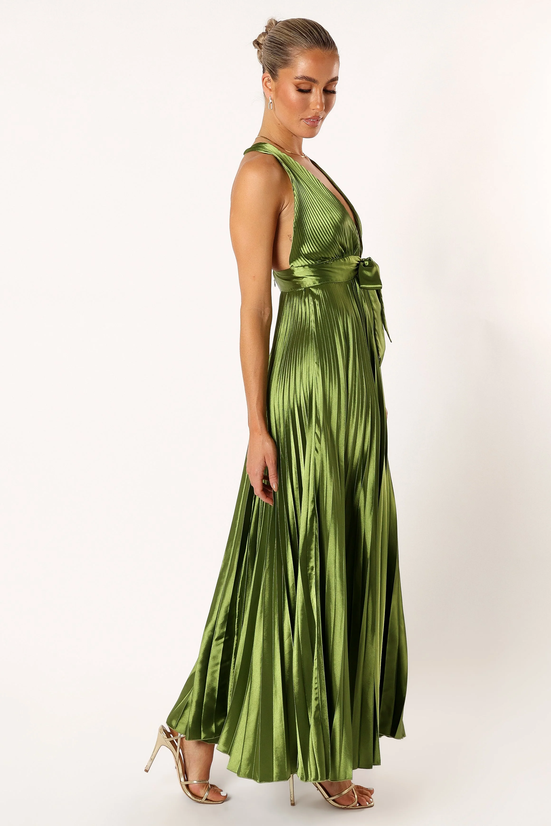 Kris Pleated Maxi Dress - Martini Olive - Image 7