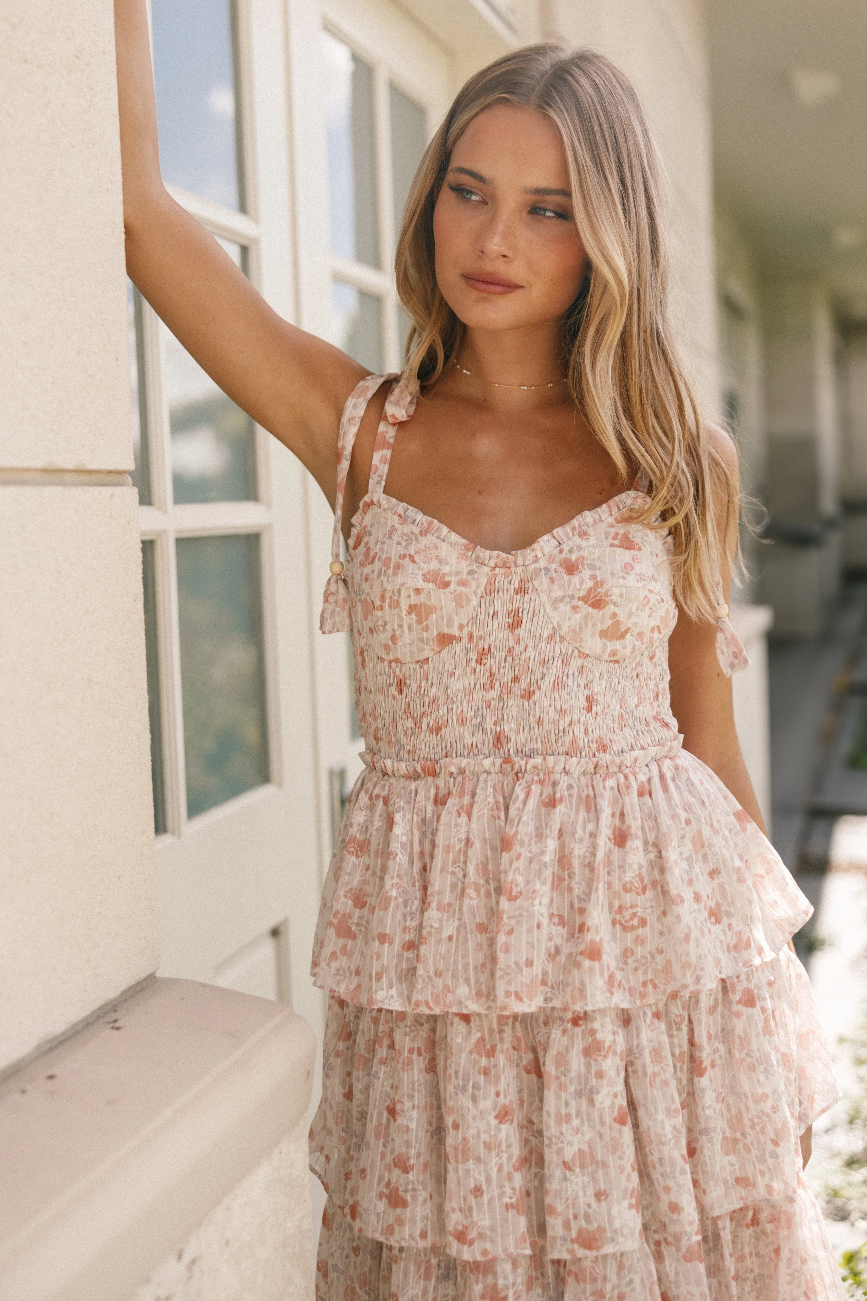 Kristah Maxi Dress - Peach Floral - Image 2