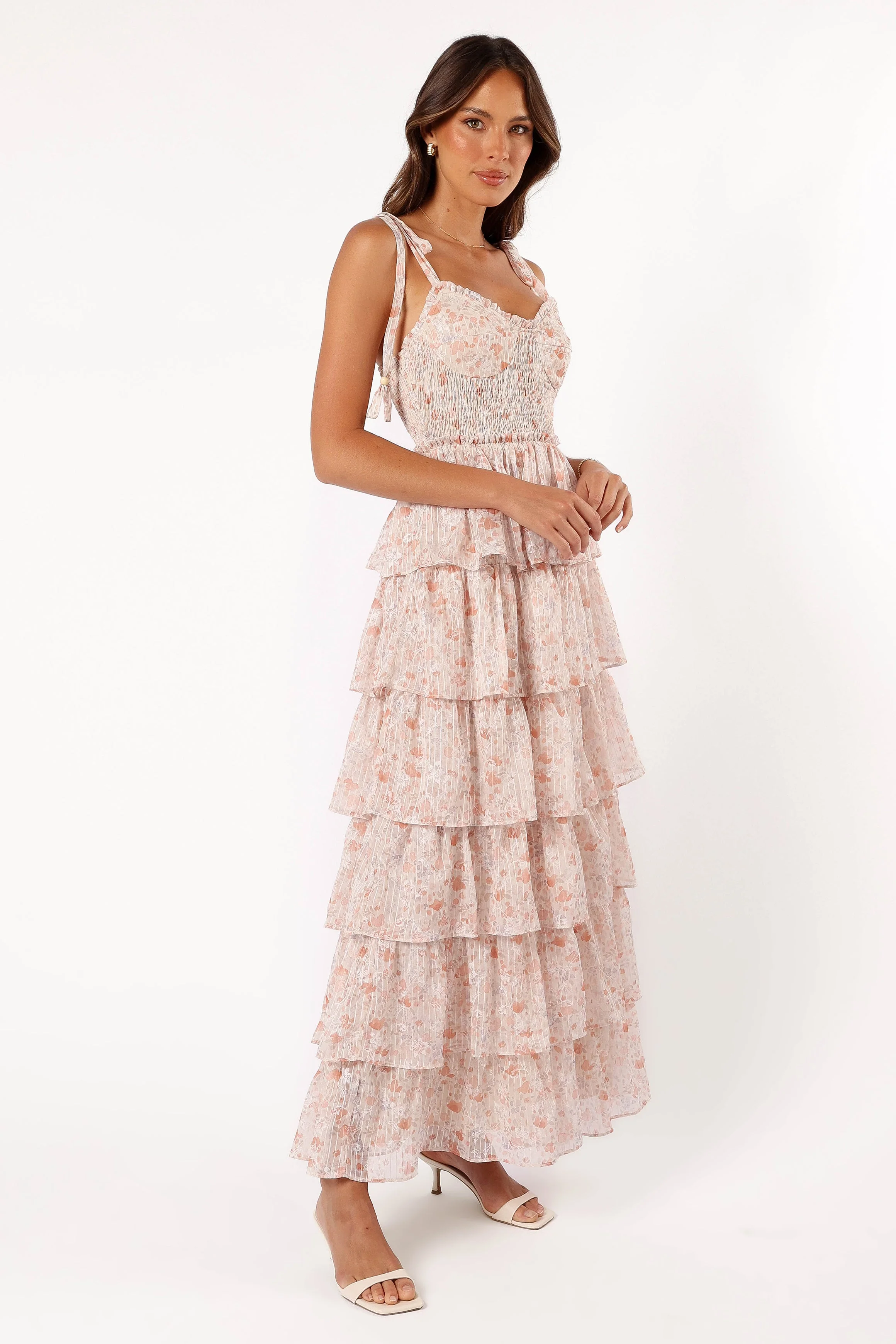 Kristah Maxi Dress - Peach Floral - Image 7