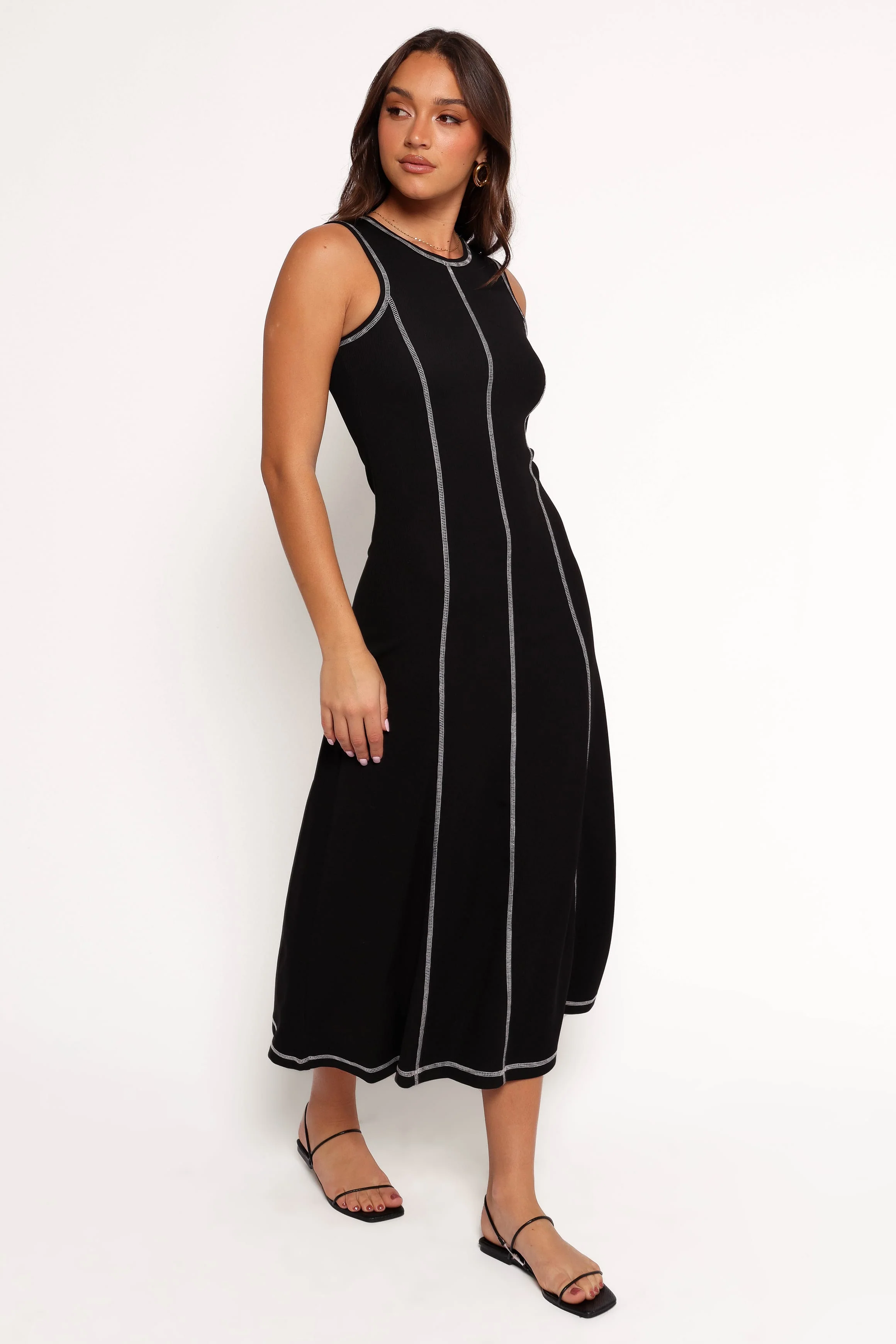 Kyrie Midi Dress - Black White - Image 5