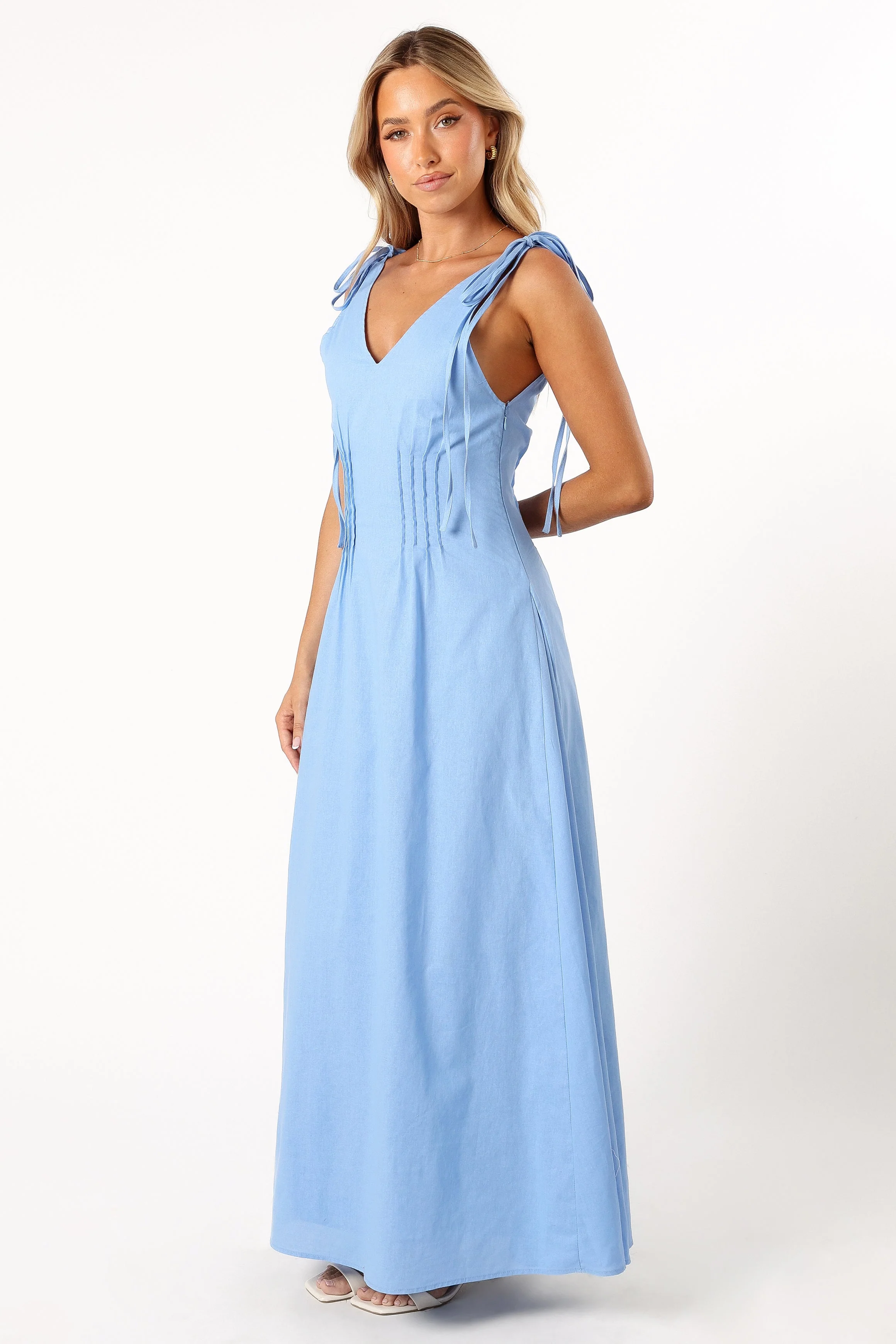 Lainey Tie Maxi Dress - Blue - Image 3