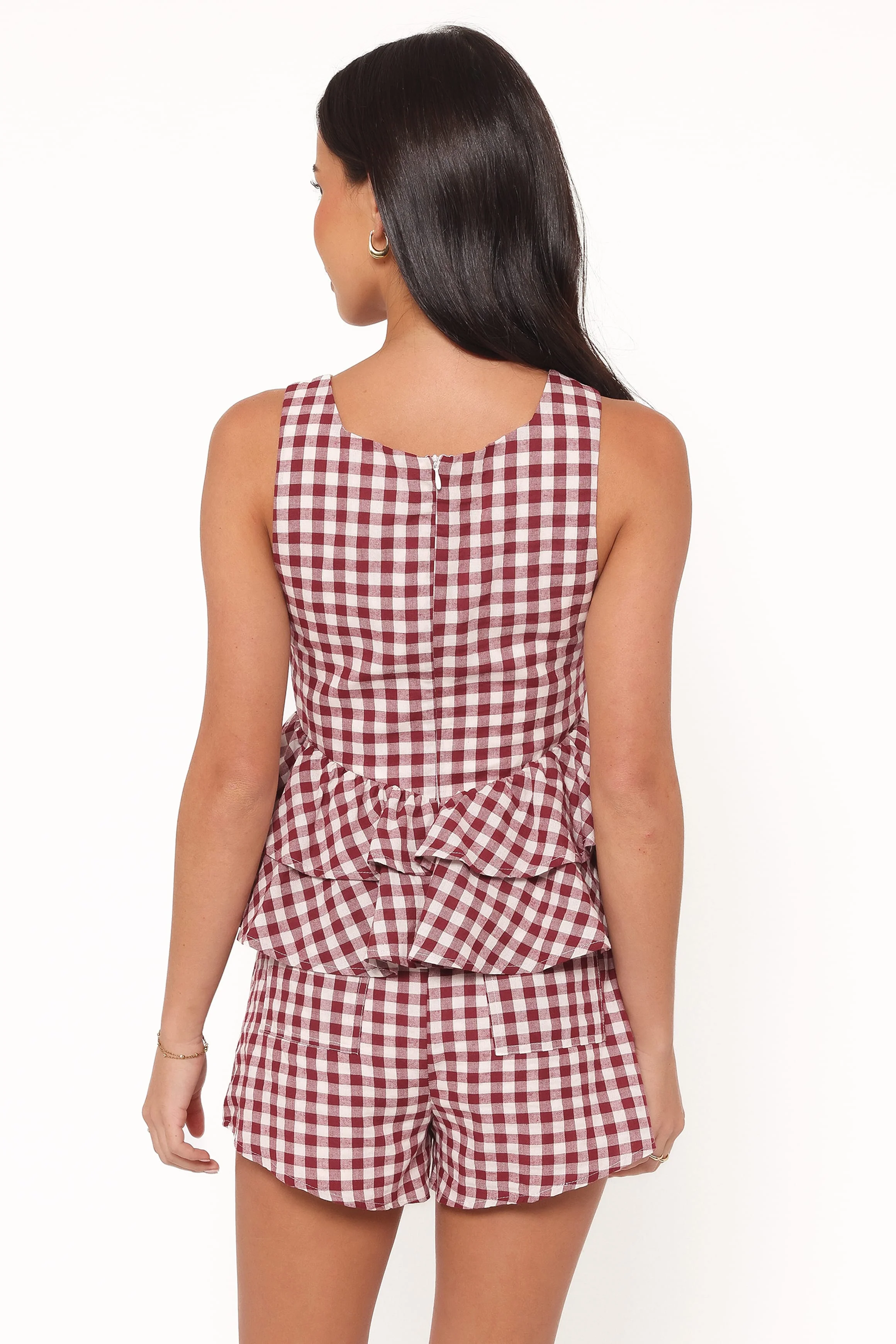 Landon Fitted Shorts - Burgundy Gingham - Image 5