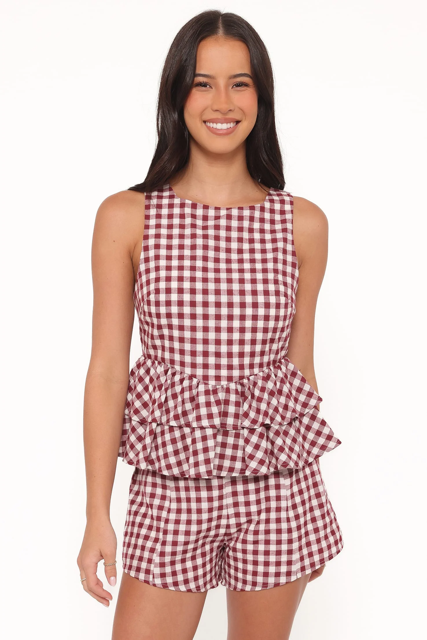 Landon Fitted Shorts - Burgundy Gingham - Image 6