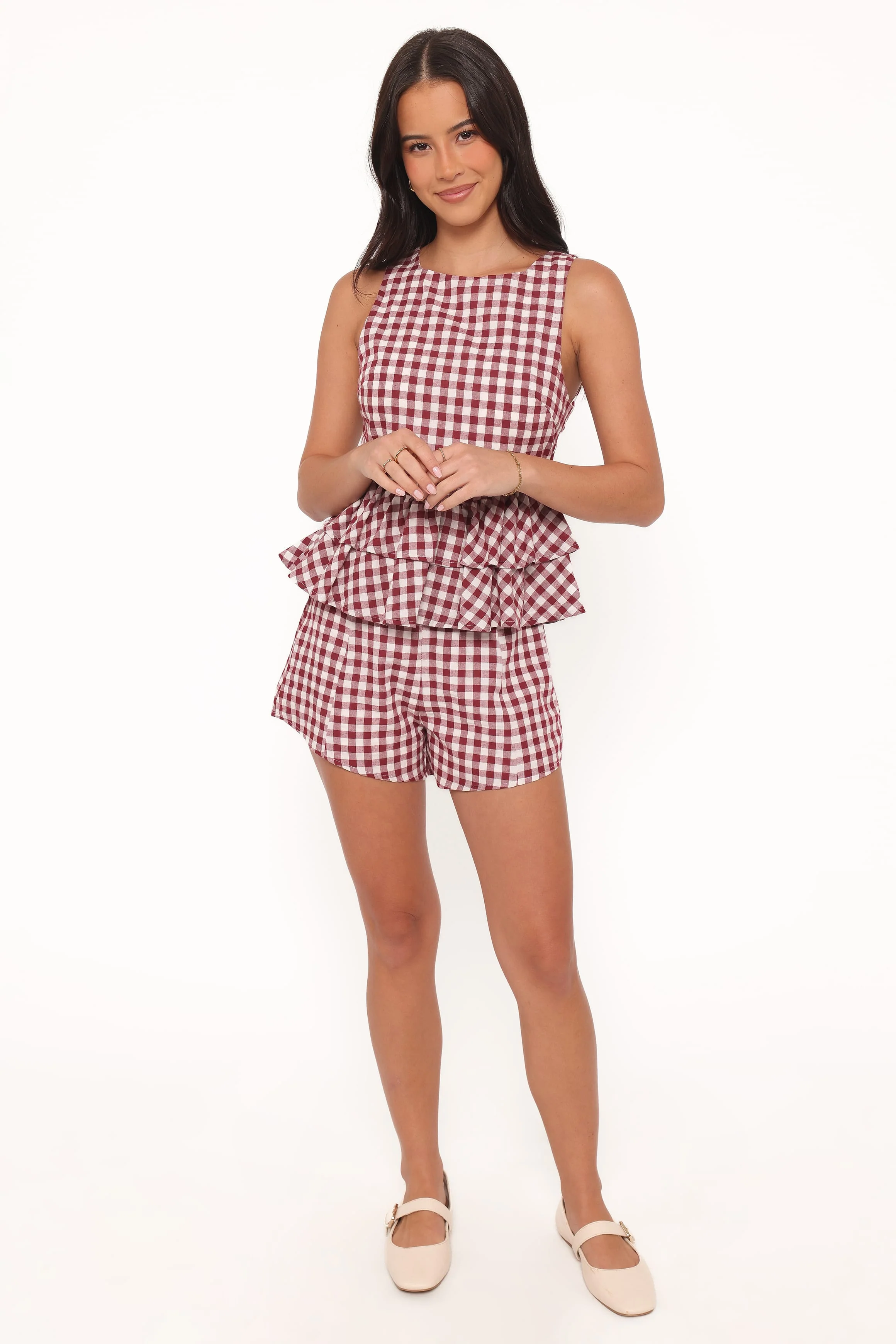 Landon Fitted Shorts - Burgundy Gingham - Image 7