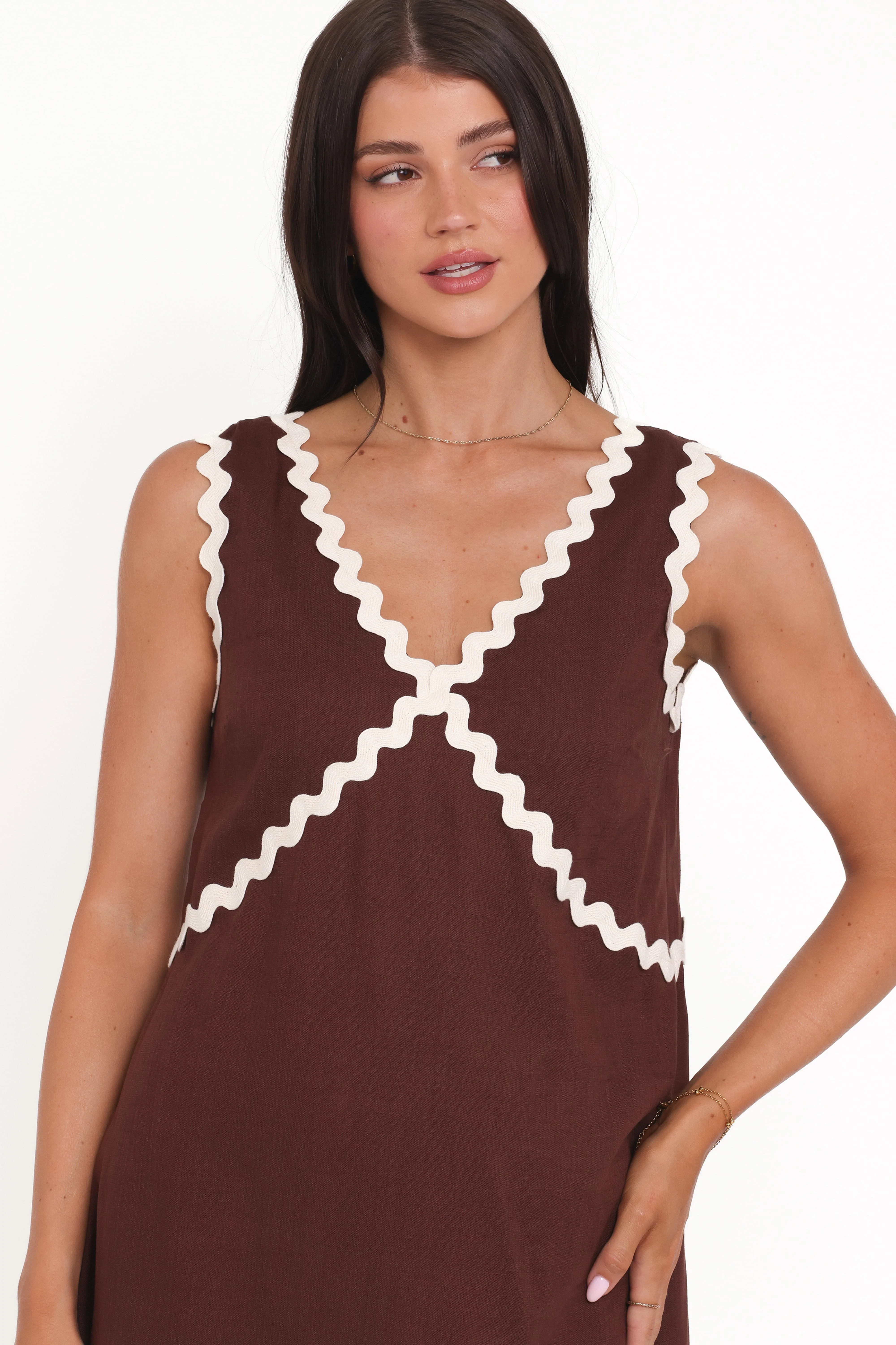 Lark Mini Dress - Brown - Image 5