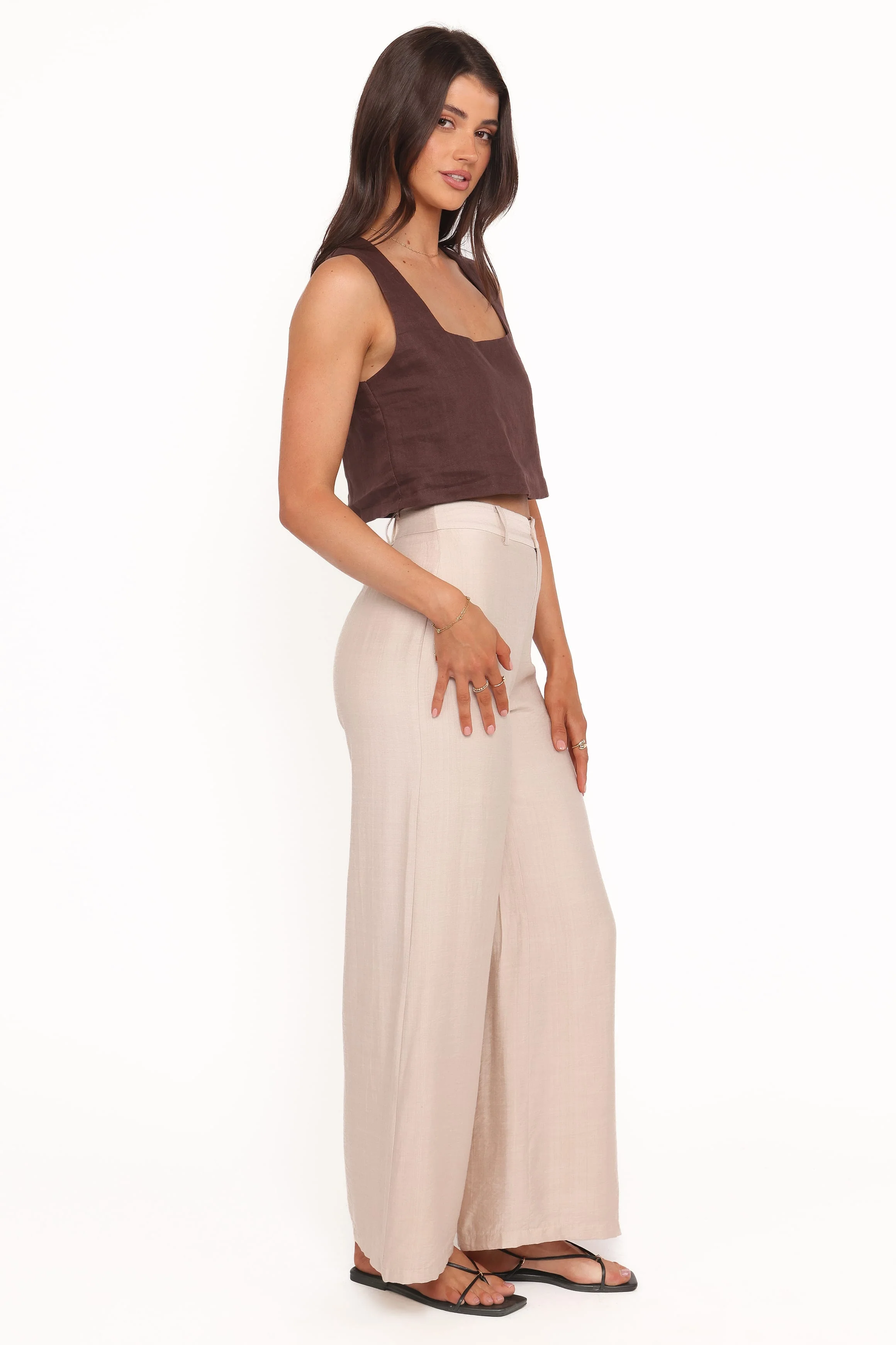 Lauren Wide Leg Pant - Beige - Image 4