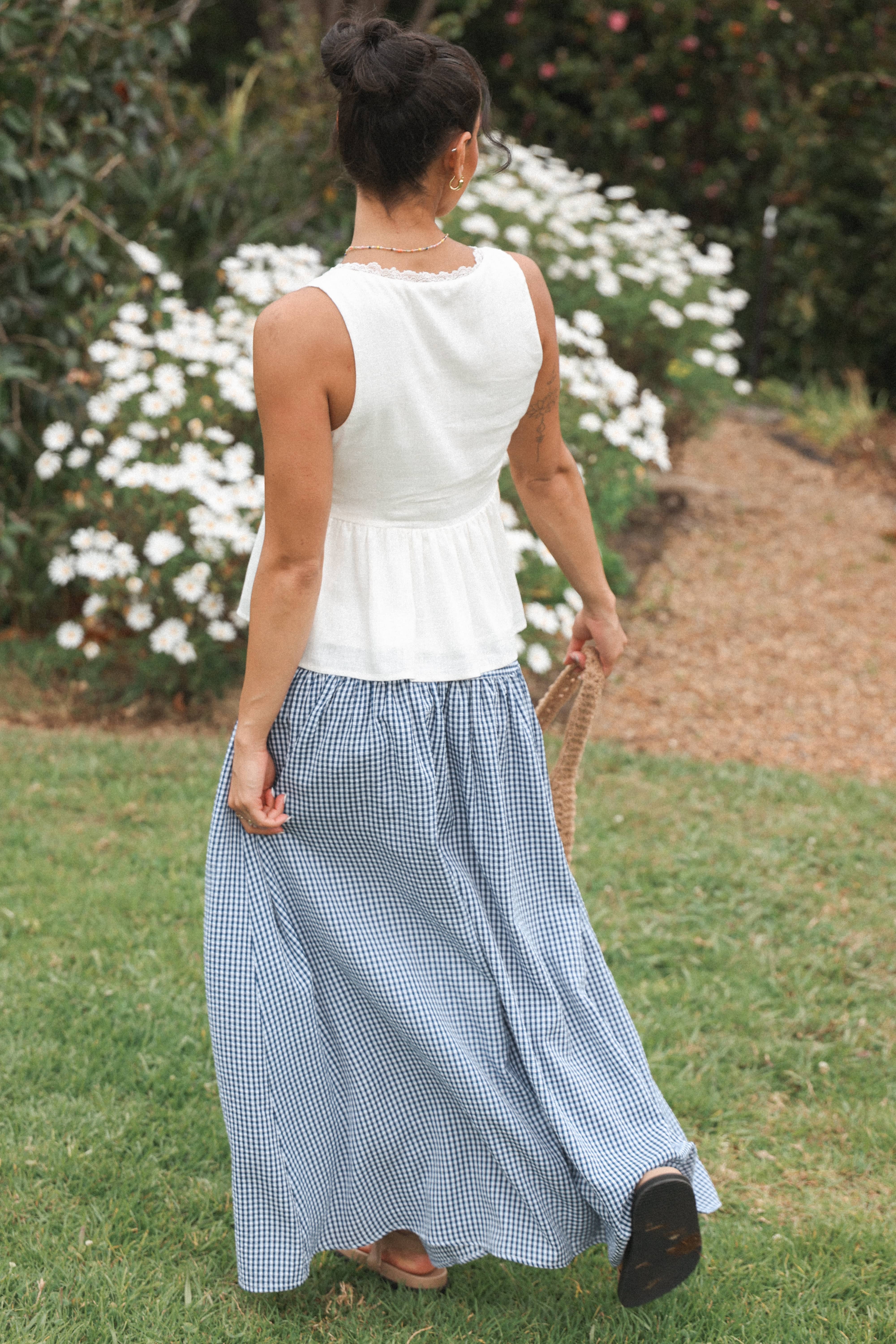 Laurita Maxi Skirt - Navy Gingham - Image 8