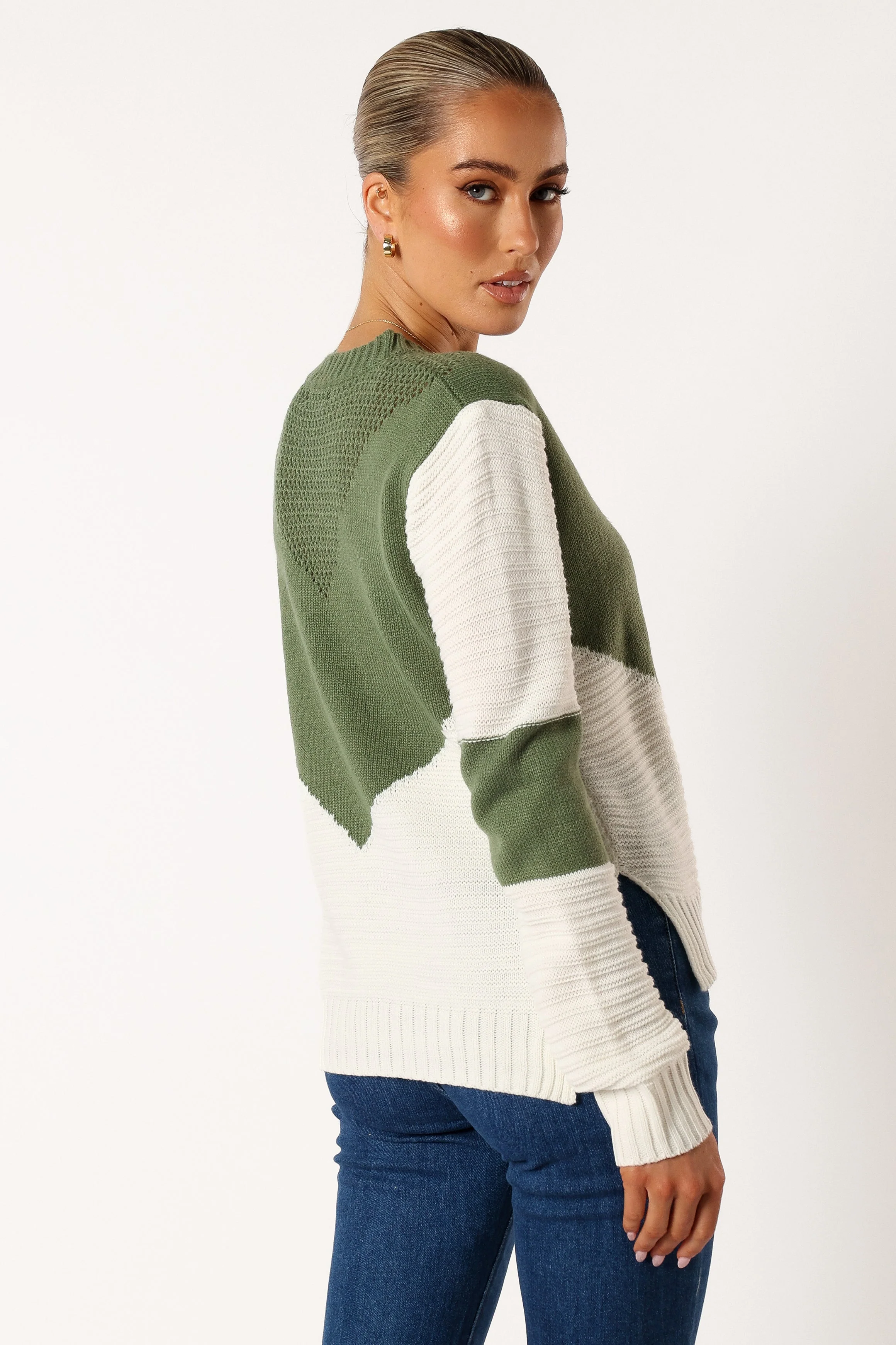 Lauryn Knit Sweater - Ivory/Olive - Image 4