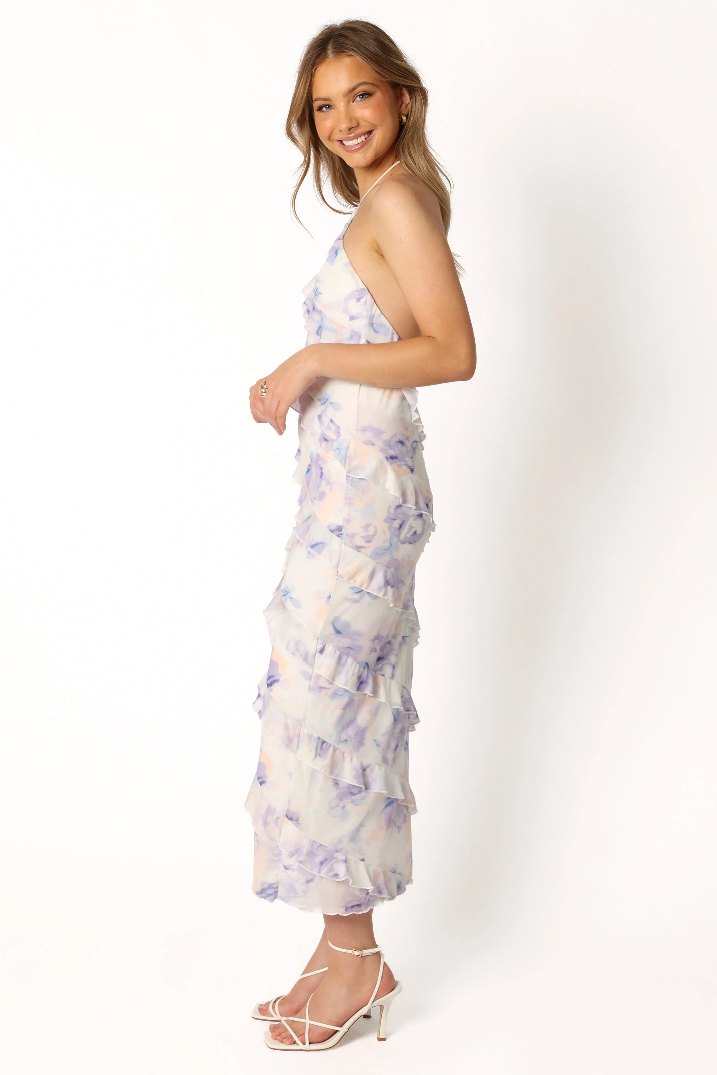 Leanne Halterneck Maxi Dress - Purple Floral - Image 2