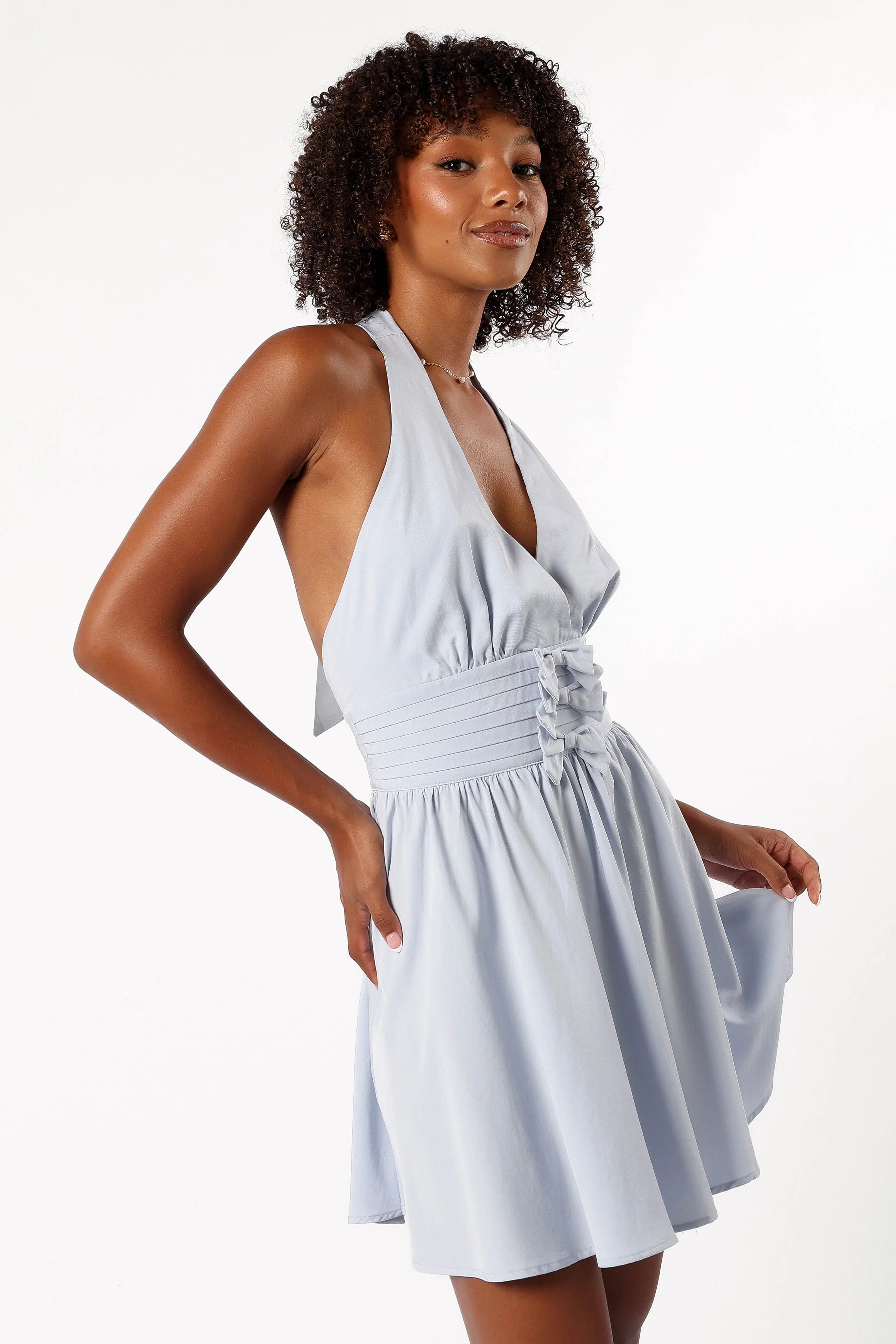 Leigh Halterneck Mini Dress - Light Blue - Image 5