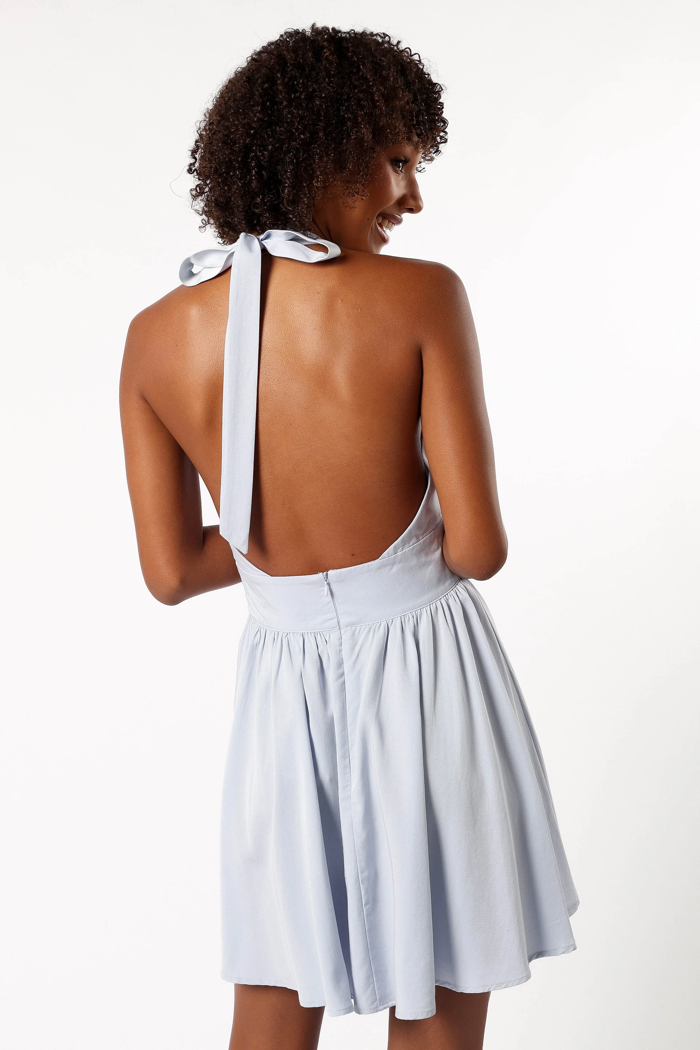 Leigh Halterneck Mini Dress - Light Blue - Image 6