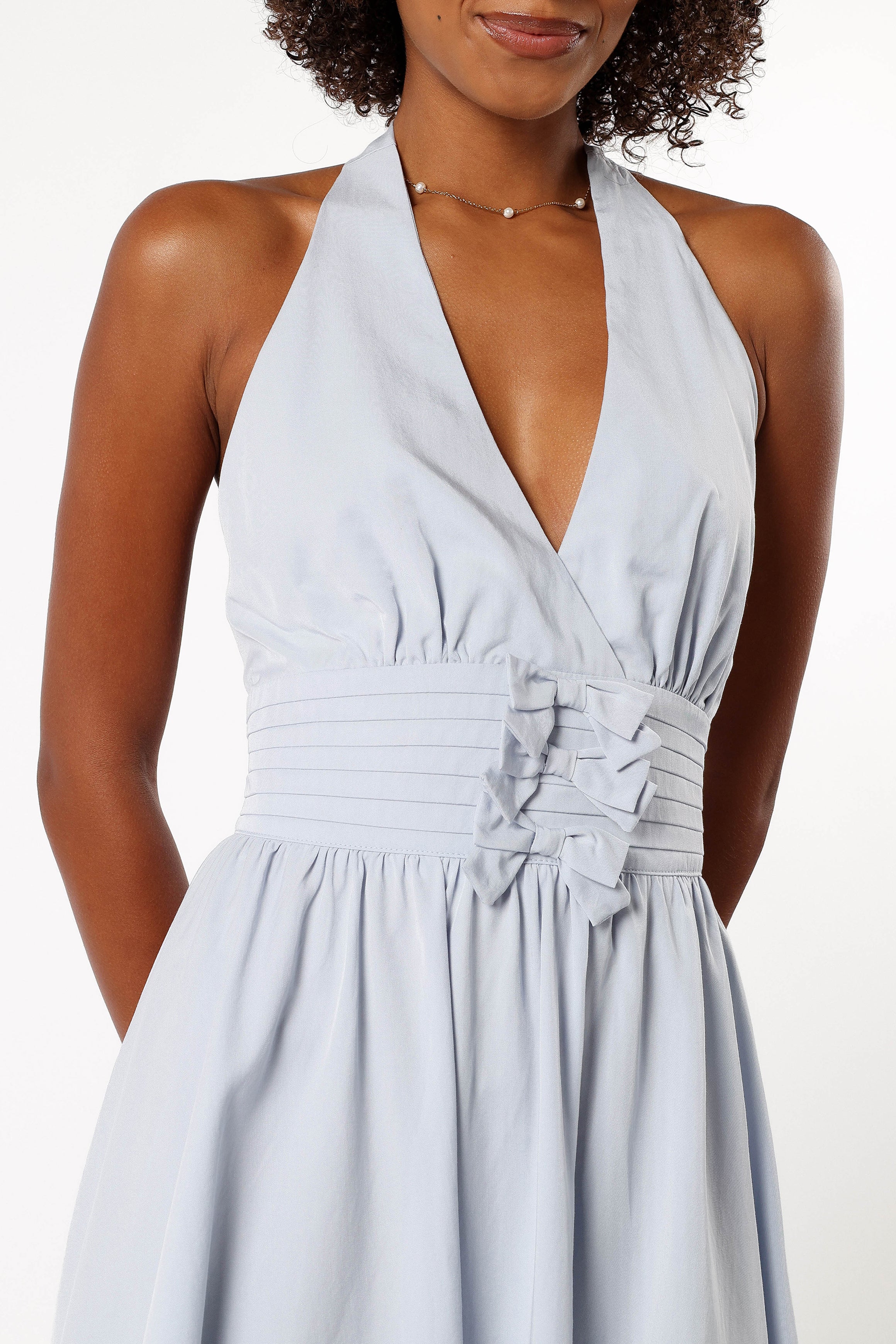 Leigh Halterneck Mini Dress - Light Blue - Image 8